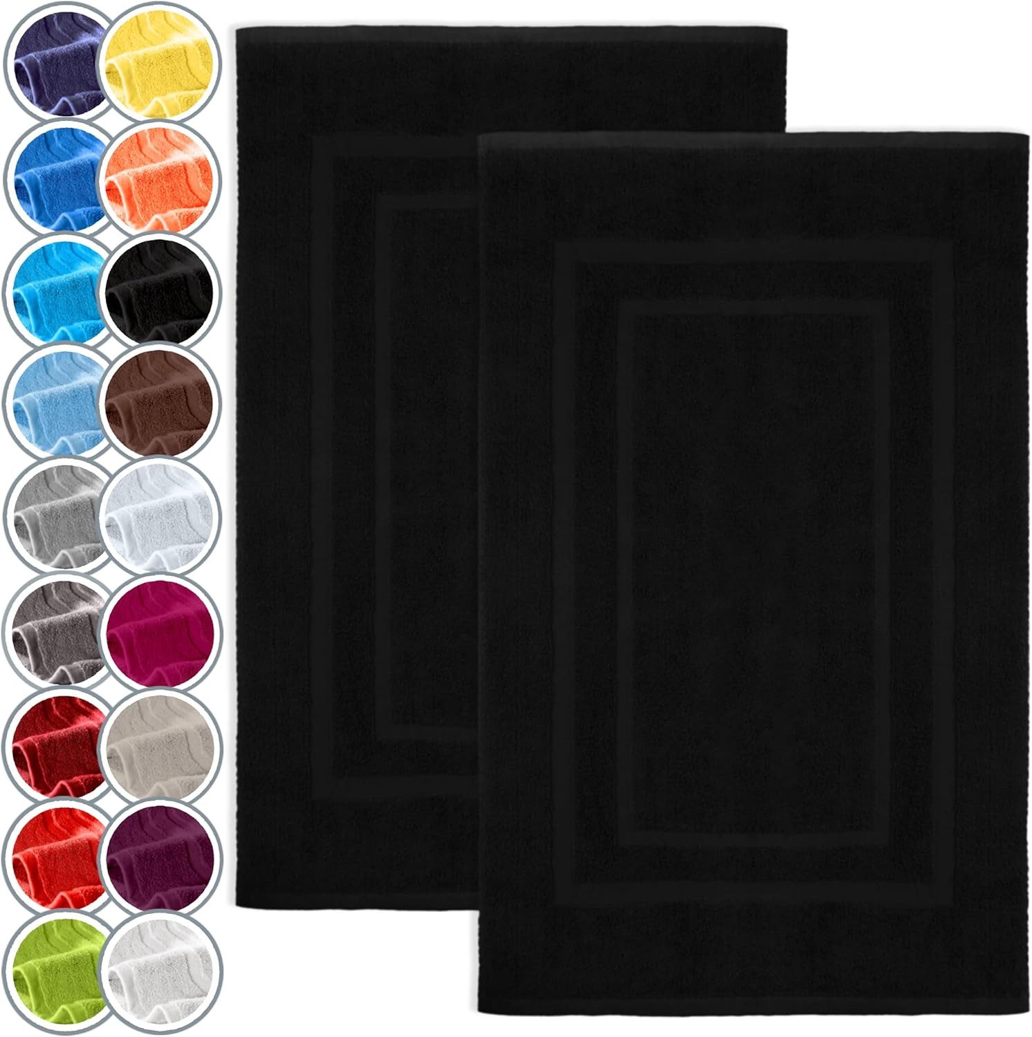 NatureMark Badematte 2er-Set Badvorleger 50x80cm, strapazierfähig, Baumwolle, rechteckig, Badematte 2-tlg., Duschmatte Duschvorleger, Premium Qualität, 50x80cm, Schwarz