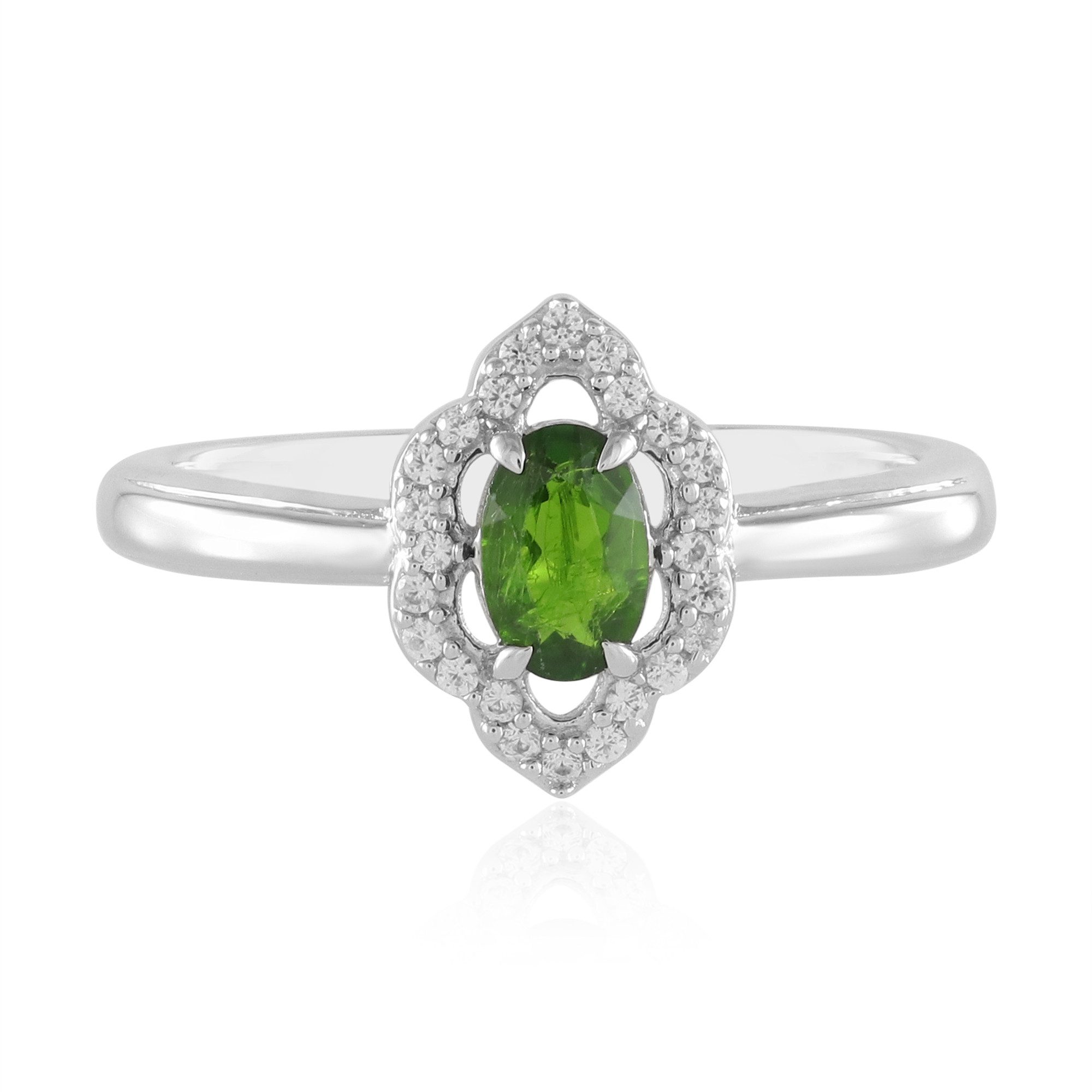 Silberring Cavill Diopsid Ring 0,39 ct, Zirkon 24 Stk, 925 Silber platiniert