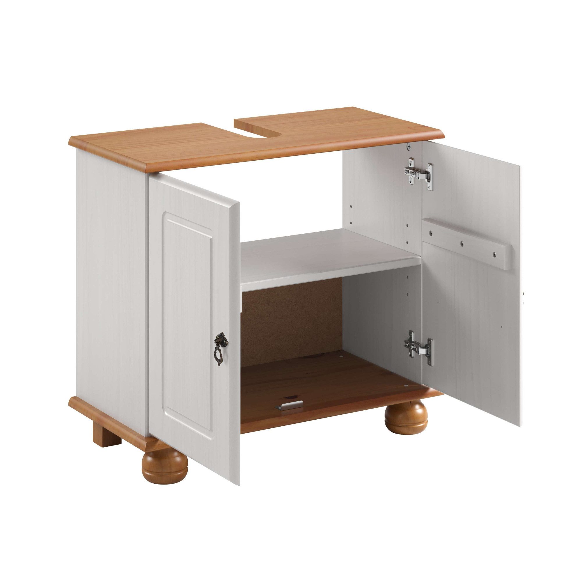 OTTO home Waschbeckenunterschrank Finca aus massivem Kiefernholz, Siphonausschnitt, Breite 62 cm, Höhe 55 cm – Bild 4 von 5