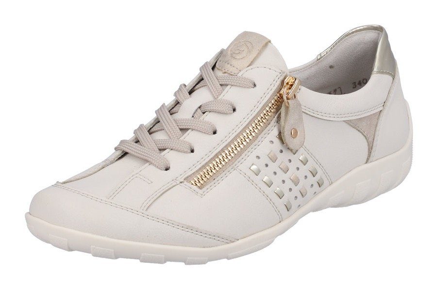 Remonte Schnürschuh mit dezenter Metallic-Verzierung offwhite-beige