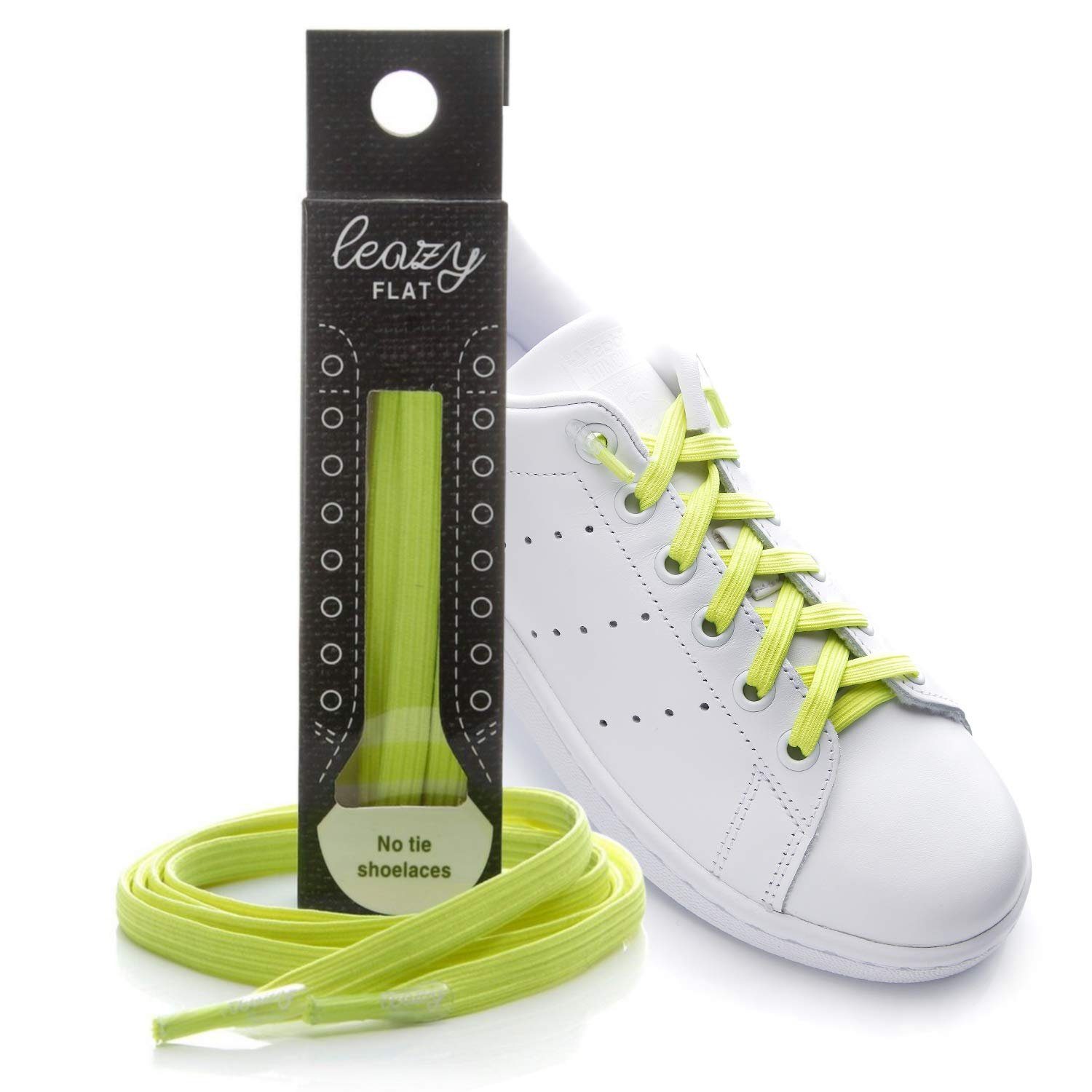 leazy Schnürsenkel Elastisch Flach, Patentierte, Elastische Schnürbänder zum Einhaken Ohne Binden Neongelb