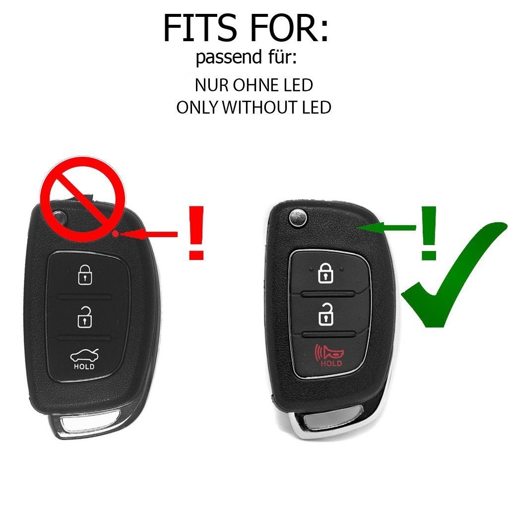 mt-key Schlüsseltasche Autoschlüssel Softcase Silikon Schutzhülle Grau, Hyundai i10 i20 i40 ix25 ix35 Tucson Accent Ioniq Sonata Santa Fe – Bild 4 von 4