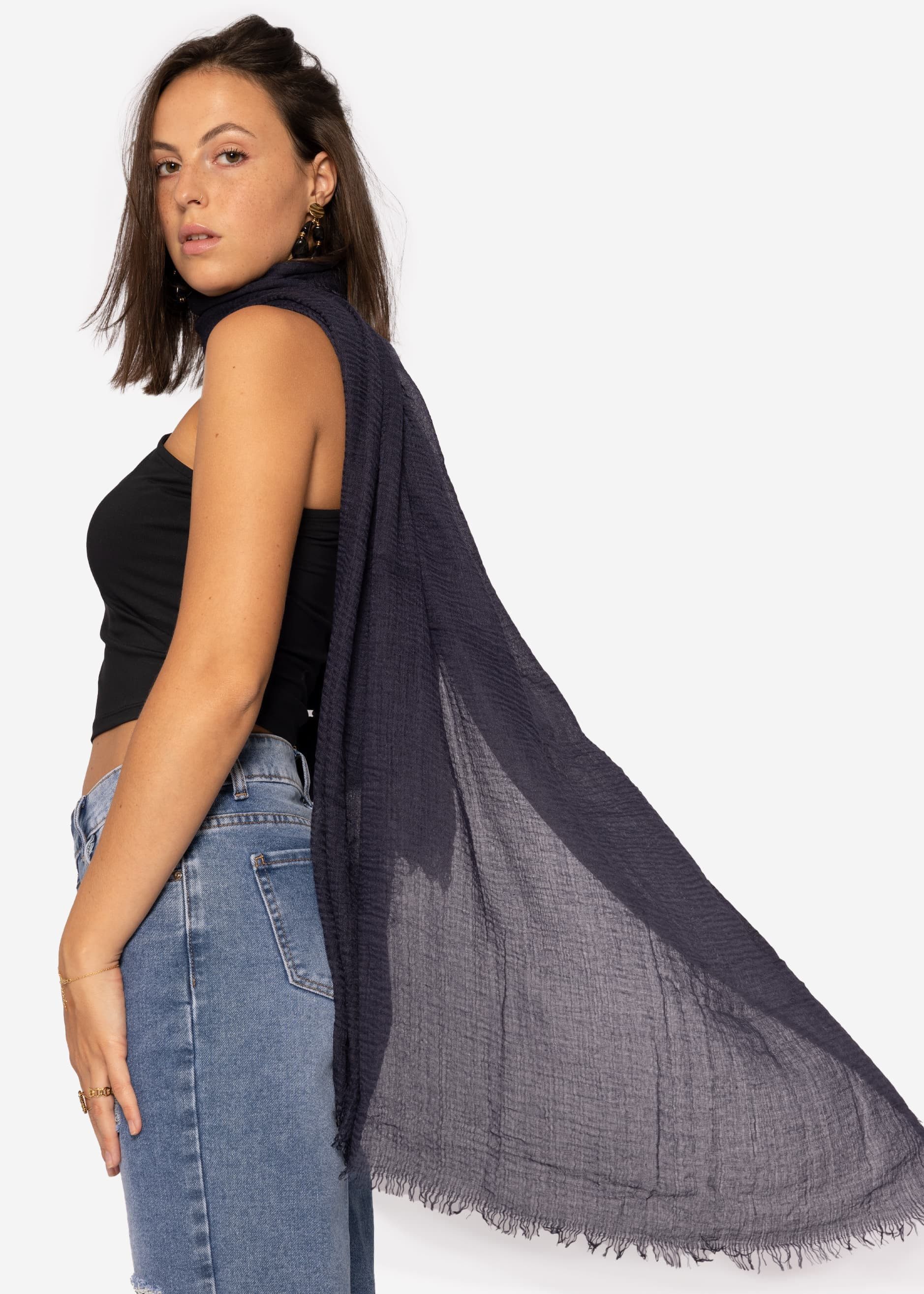 SASSYCLASSY Schal Musselin Schal für Damen, Weicher Schal aus Viskose mit ausgefransten Enden