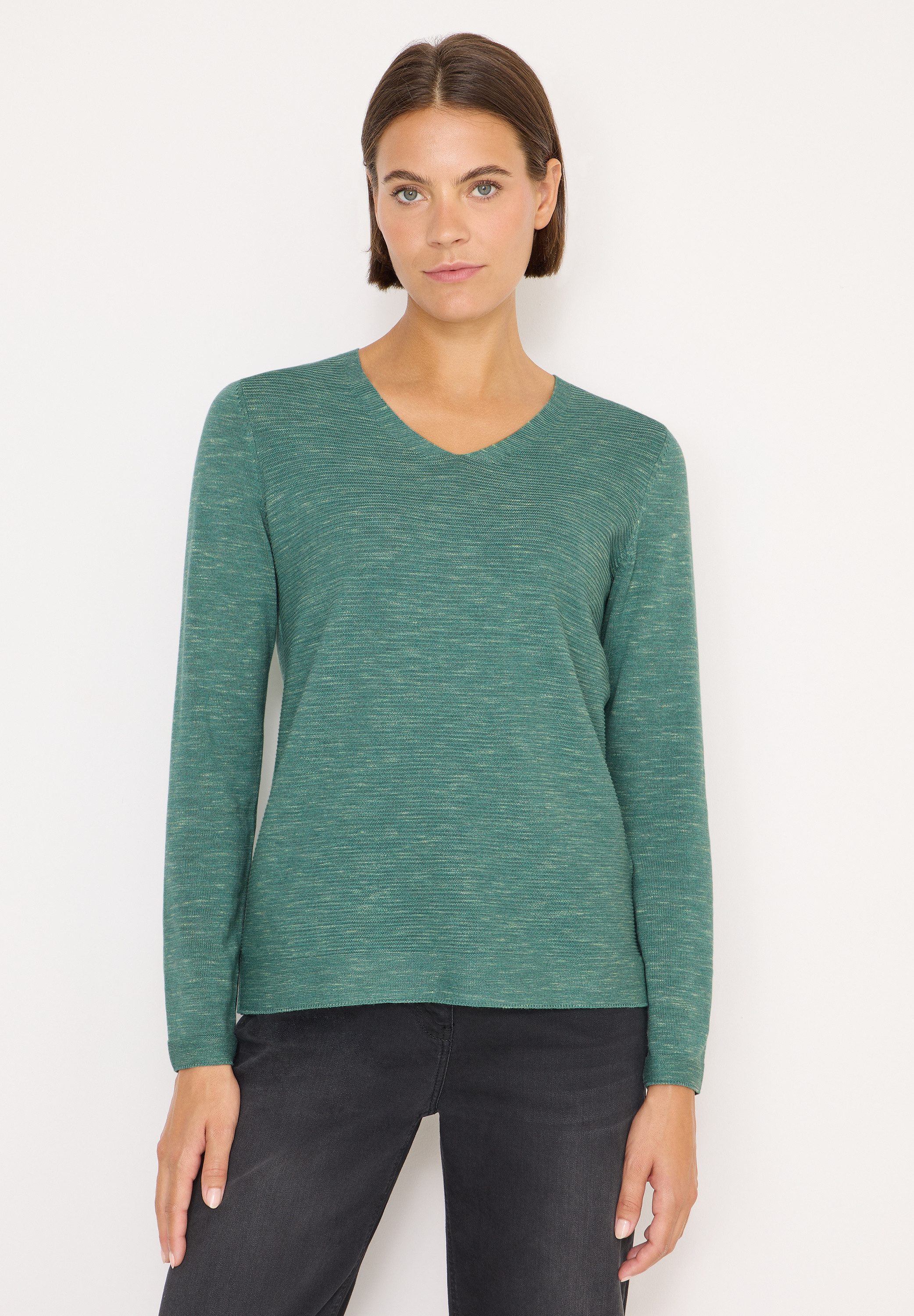 CECIL Pullover mit Strukturmuster - Iced Salvia Green Melange | - Cotton Blues
