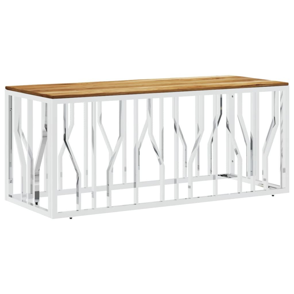 Couchtisch Couchtisch Silbern Edelstahl und Massivholz