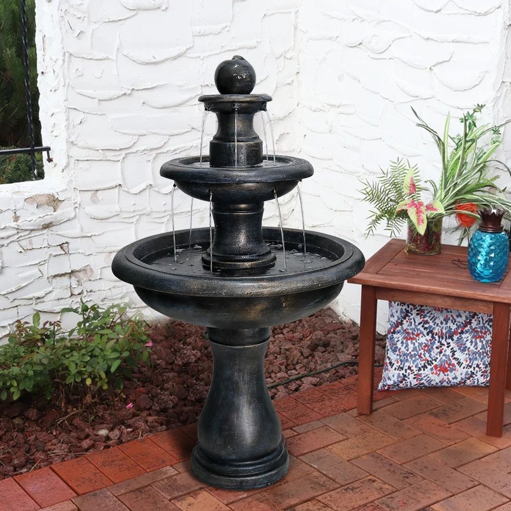 MODFU Mit elektrischer Pumpe, wetterfest, für Außenbereich, modern, 69 cm Breite, Wasserbecken BxT: 69x69 cm, (Packung, 1 tlg., Dekorative Wasserspiel für Garten & Terrasse), 69x69x115 cm, Stimmungsvolles Wasserspiel für Garten & Terrasse