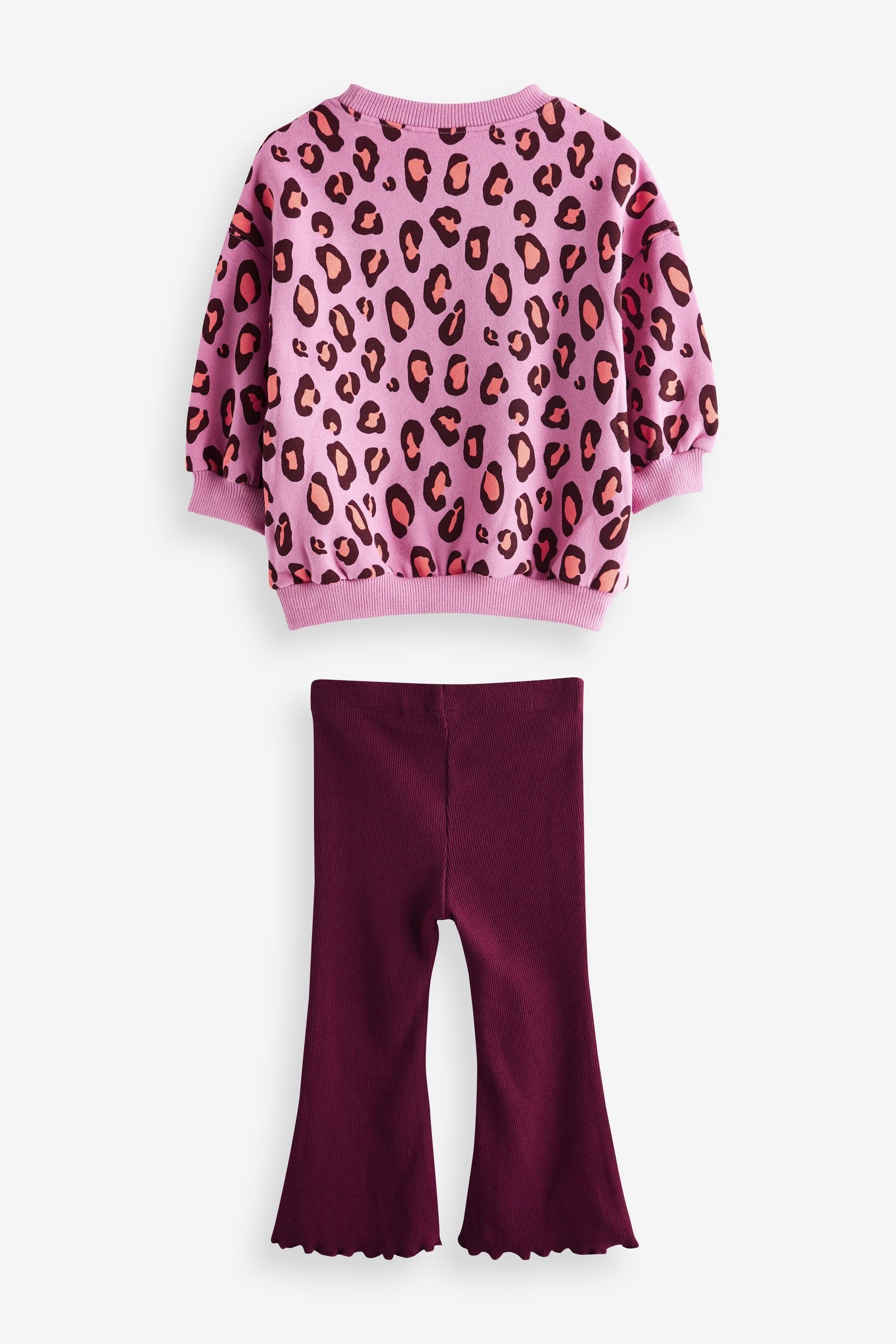 Next Shirt & Leggings Sweatshirt und Leggings Pink Animal (2-tlg) ausgestellte Print im Set