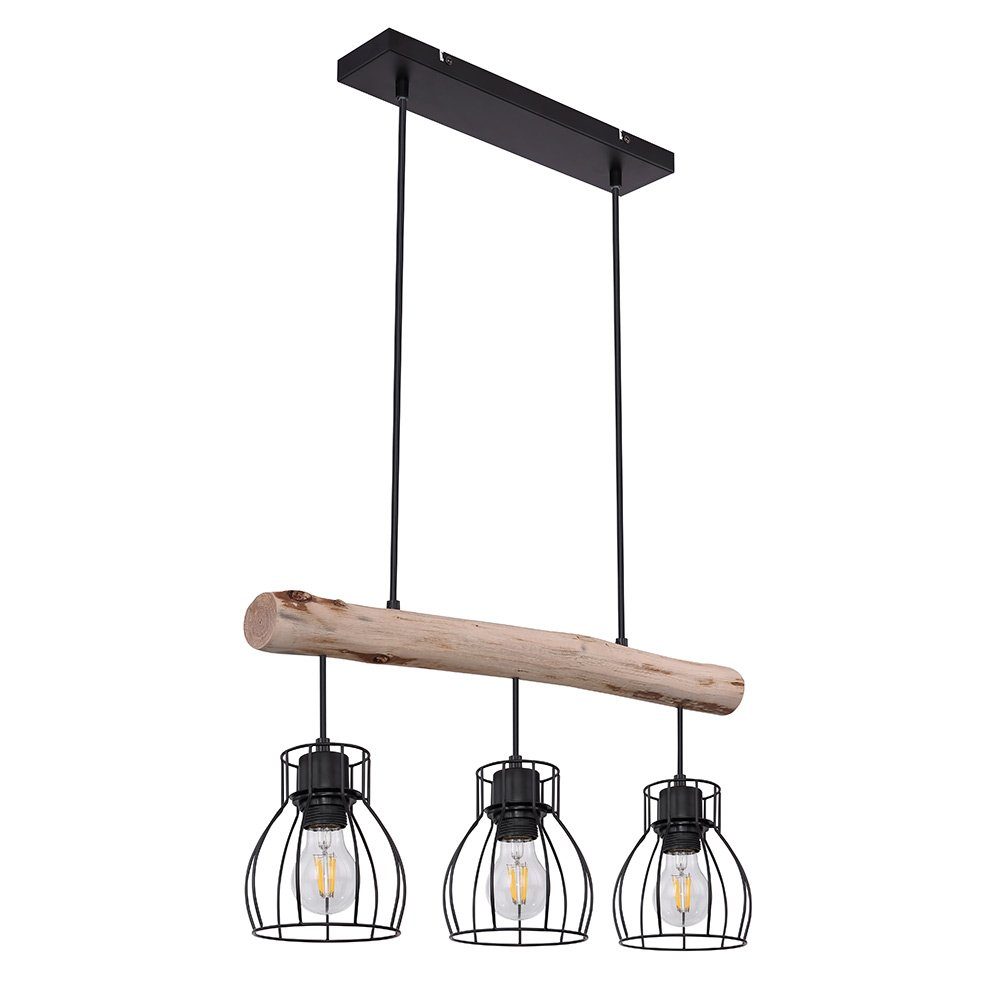 Leuchtmittel Retro Decken Lampe FERNBEDIENUNG Holz Pendel Leuchte LED Pendelleuchte, Farbwechsel, inklusive, Warmweiß, Balken etc-shop