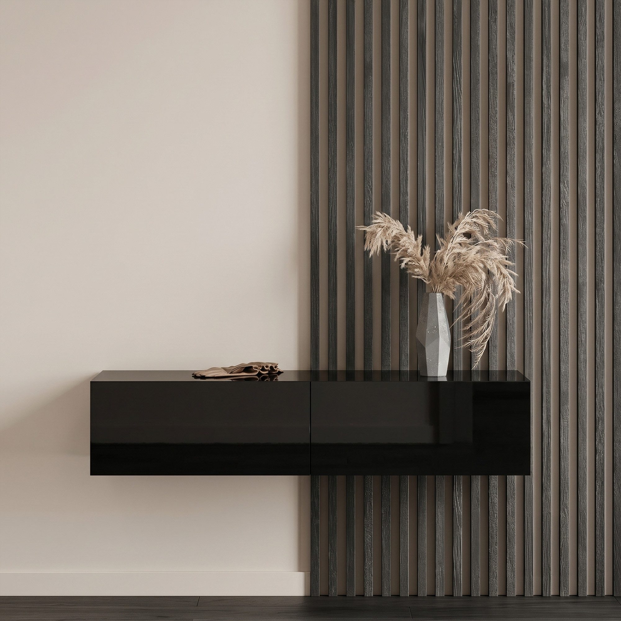 Planetmöbel Garderobenschrank Kompaktgarderobe Wandschrank 140 cm (schmaler Flurschrank mit Stauraum, 1-St., Flurgarderobe mit Soft-Open Funktion) Flurkommode vielseitig kombinierbar