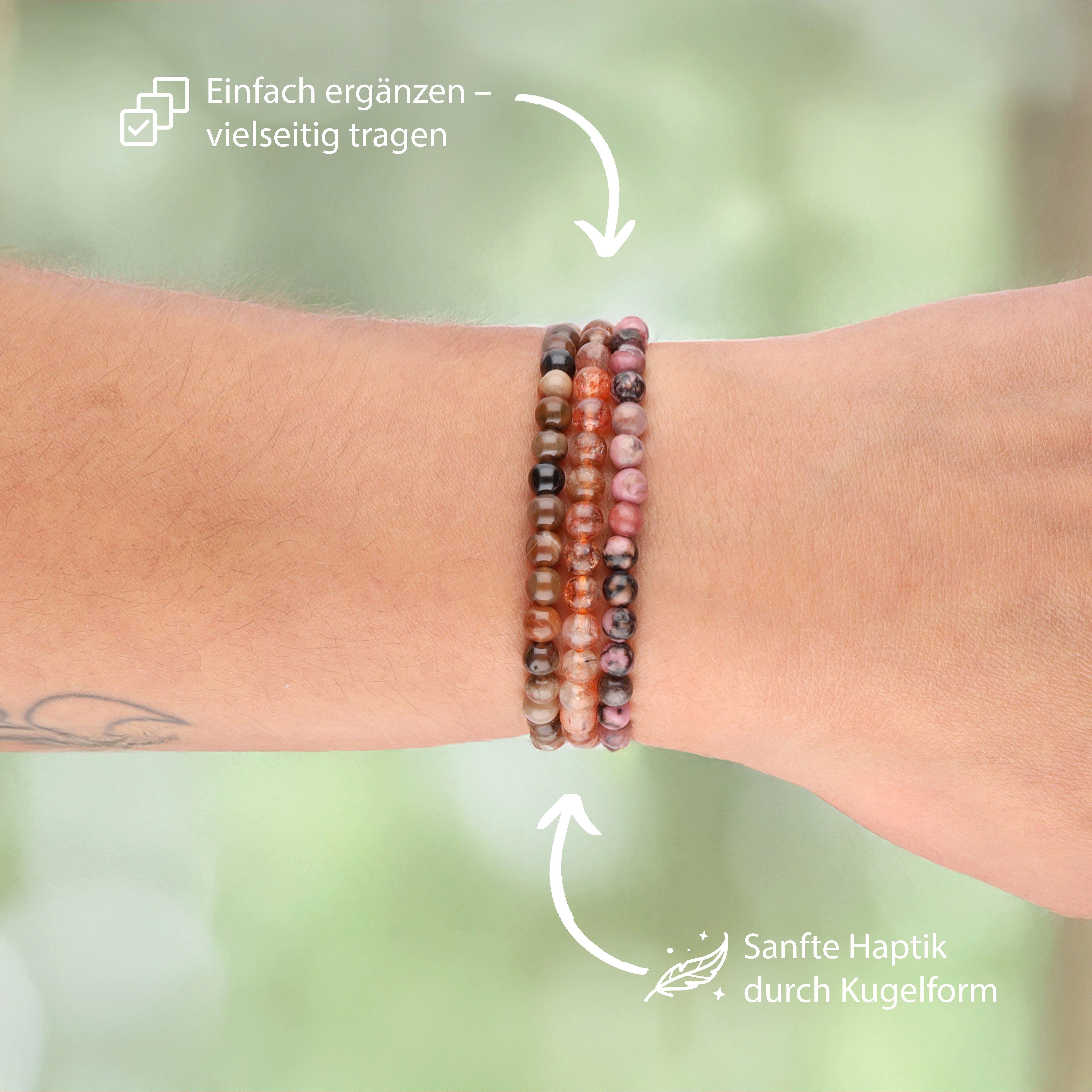 Lebensquelle Plus Armband Versteinertes Holz Mini-Kugelarmband, 4 mm