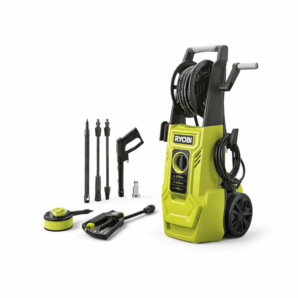 Ryobi Hochdruckreiniger Ryobi Hochdruckreiniger 150 bar 2000W mit Lanzen & Bürsten-Set