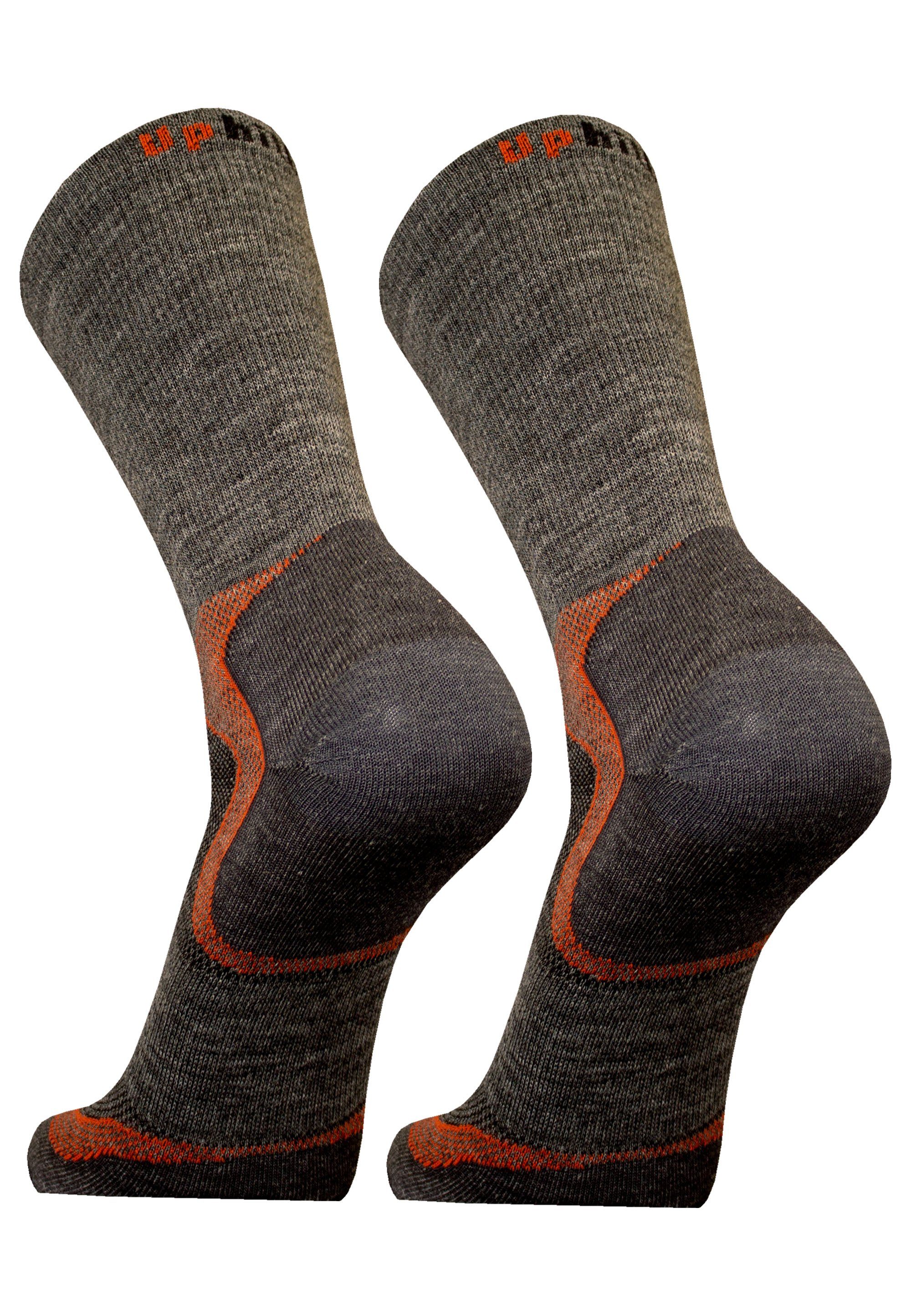 (2-Paar) Socken mit MALLA atmungsaktiver Funktion grau-meliert UphillSport