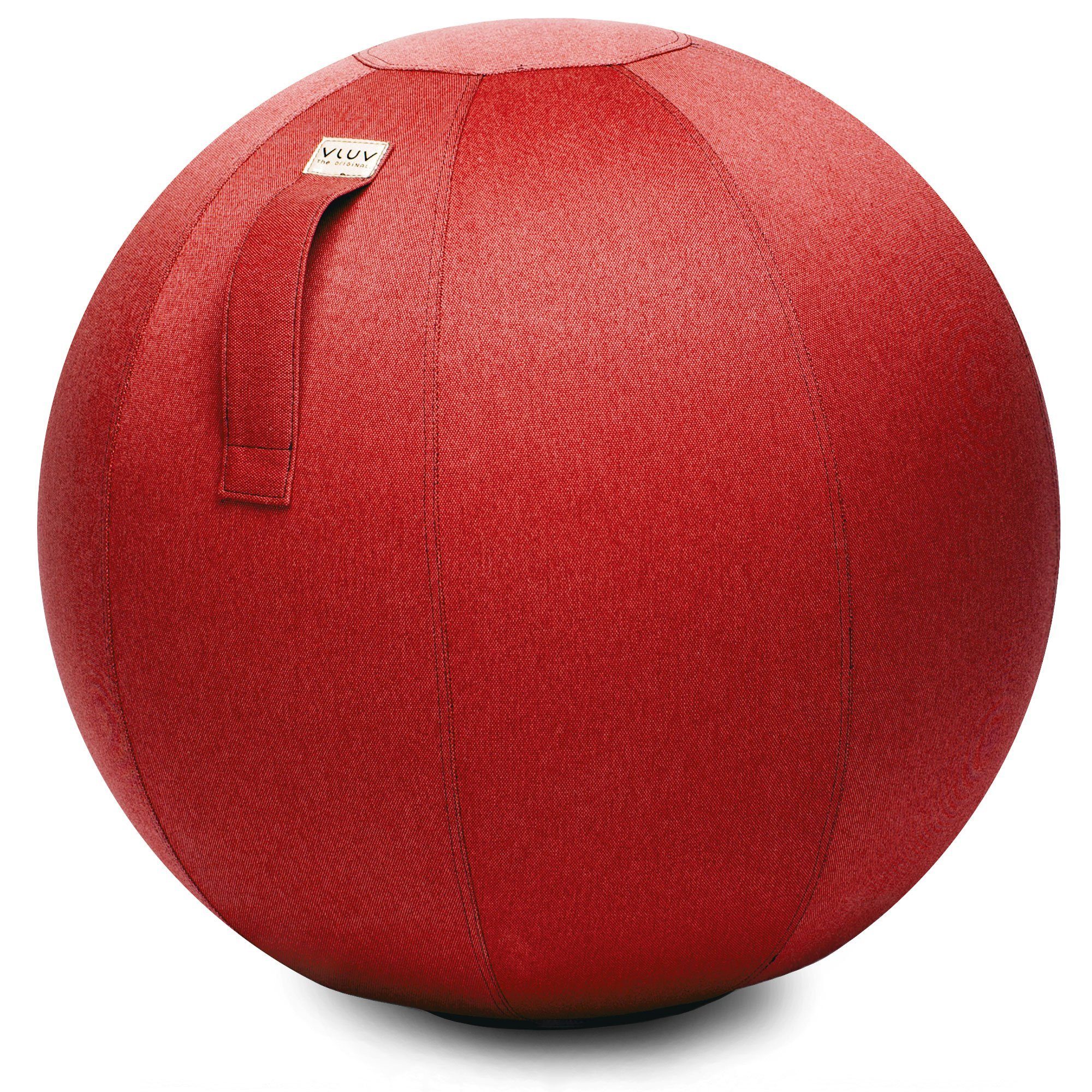 VLUV Sitzball BOL LEIV Stoff-Sitzball, ergonomisches Sitzmöbel für Büro und Zuhause, Farbe: Ruby (rubinrot), Ø 60cm - 65cm, Мебельbezugsstoff, robust und formstabil, mit Tragegriff