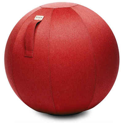 VLUV Sitzball BOL LEIV Stoff-Sitzball, ergonomisches Sitzmöbel für Büro und Zuhause, Farbe: Ruby (rubinrot), Ø 60cm - 65cm, Möbelbezugsstoff, robust und formstabil, mit Tragegriff
