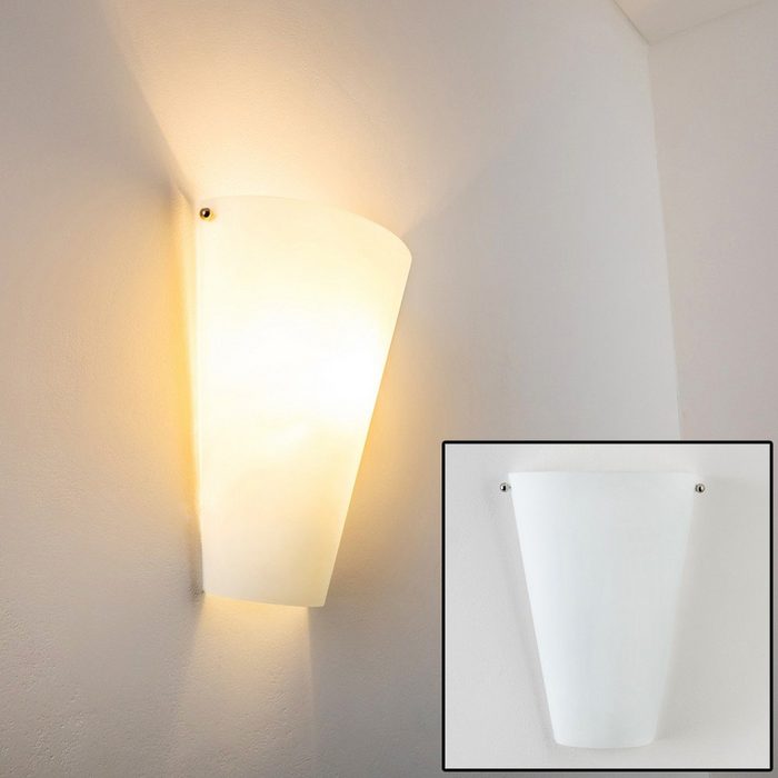 hofstein Wandleuchte »Varzo« aus Metall/Glas in weiß moderne Wandlampe mit Up & Down-Effekt 1 x E27 max. 60 Watt Innenmit Lichteffekt geeignet für LED Leuchtmittel