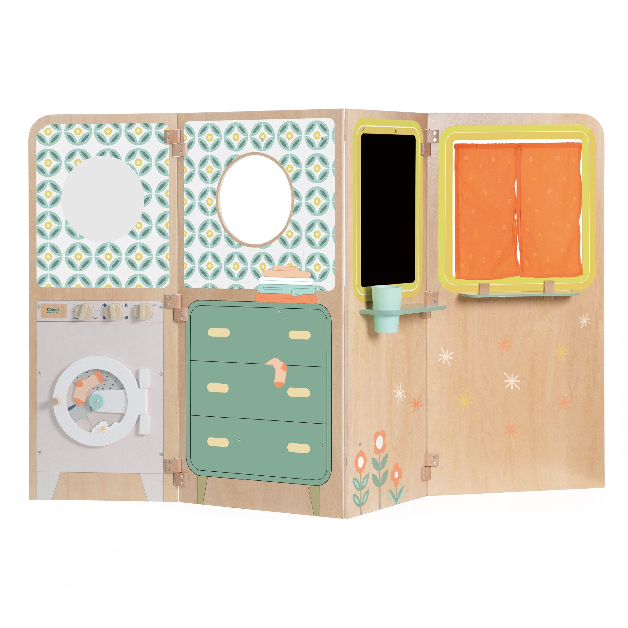 Classic World Spielküche Classic World - Mein kleines Zuhause - 140x57x90cm - ab 3 Jahre Schichtholz, Teebaumholz, MDF, aus Holz