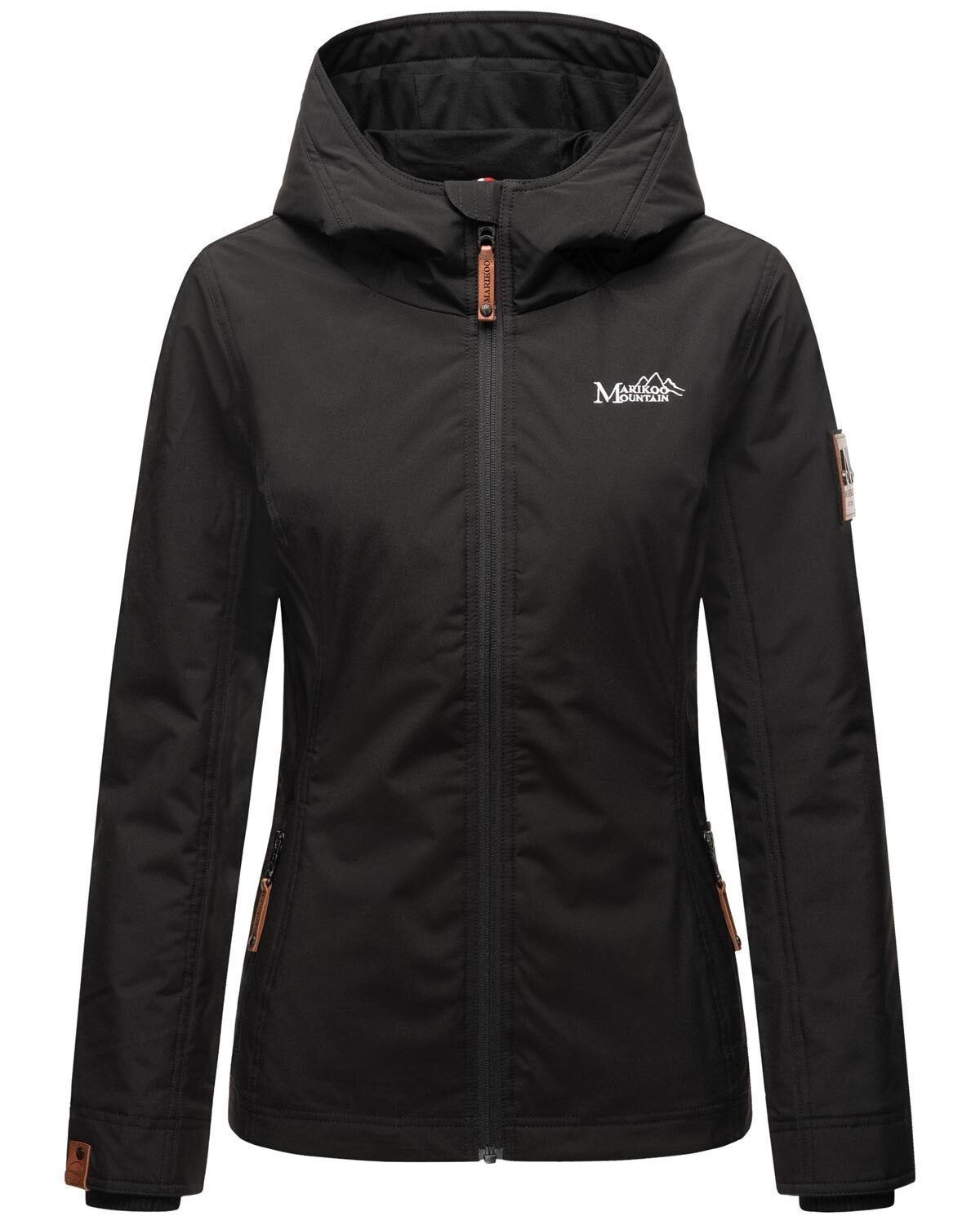 Übergangsjacke Brombeere mit Schwarz Outdoorjacke Kapuze sportliche Marikoo