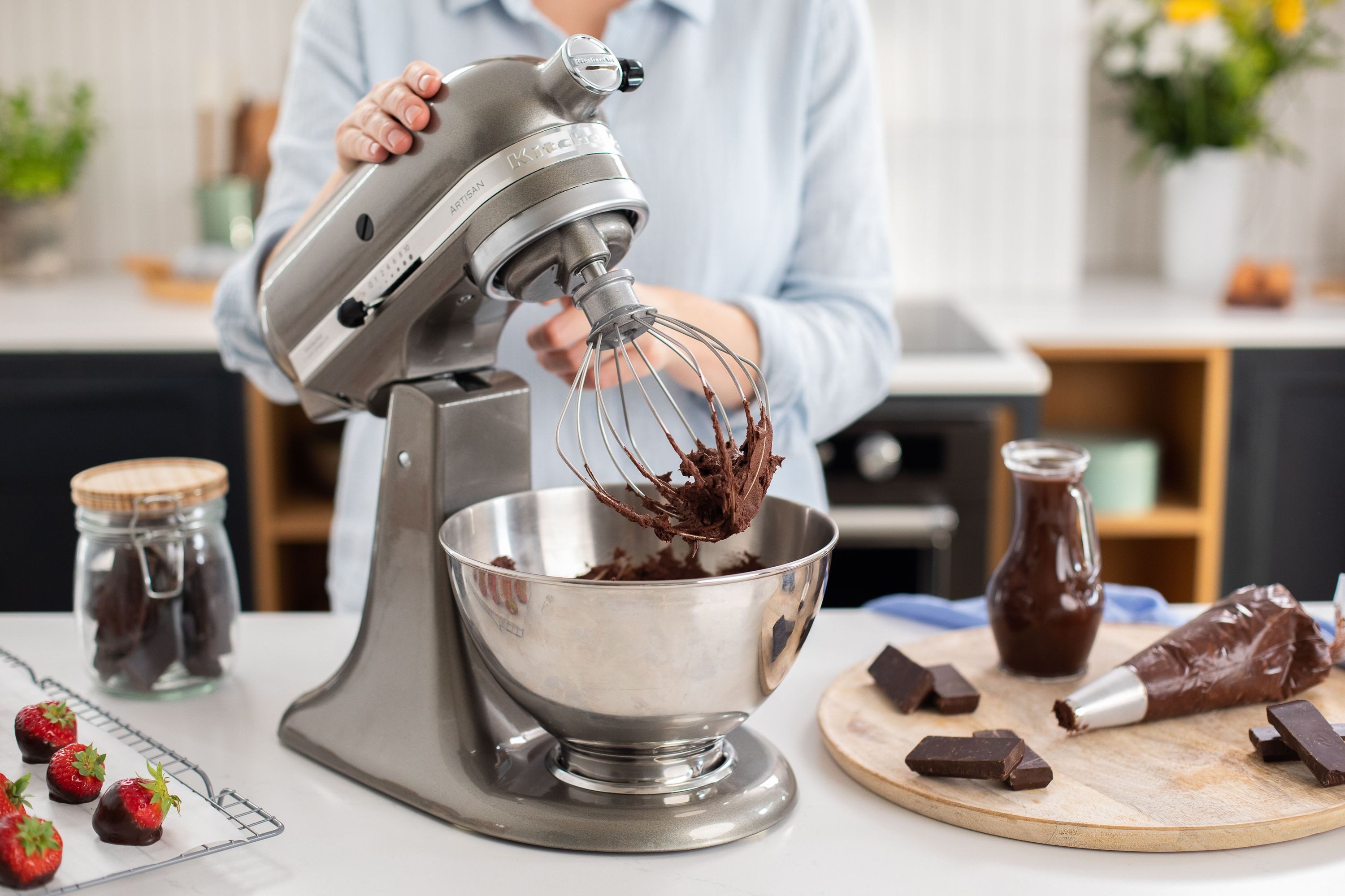 KitchenAid Küchenmaschinenschüssel KitchenAid 3 L Edelstahlschüssel 5KB3SS + gratis Holzlöffel