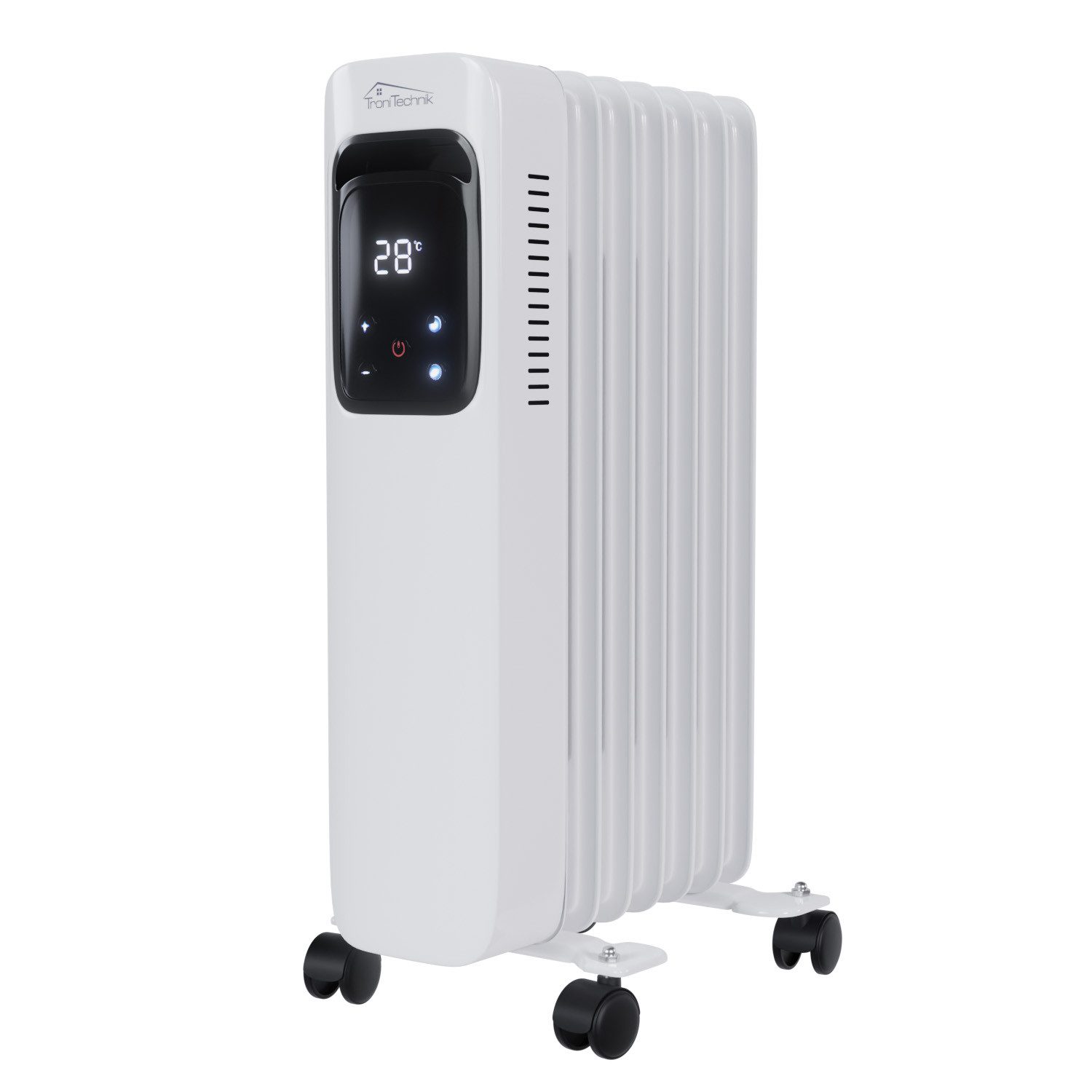 TroniTechnik Heizgerät Ölradiator in weiß, mobile Elektroheizung 7 Rippen, 1500Watt, 1500 W, energiesparend, Elektroheizung, 1500 Watt, 3 Stufen