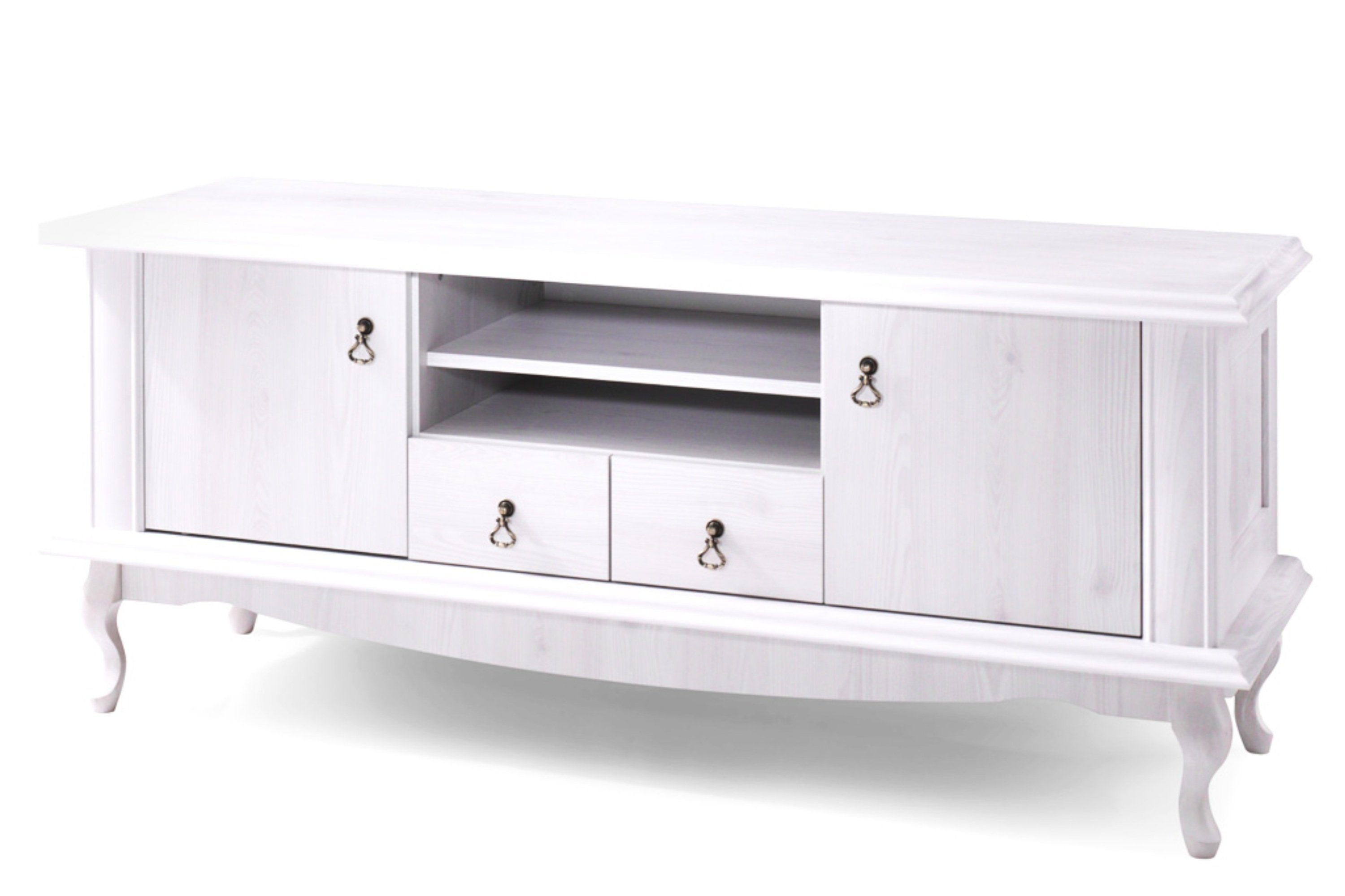 KONSIMO® Lowboard BRITON TV-Schrank TV-Board, mit Schubladen, geschnitzte Füße