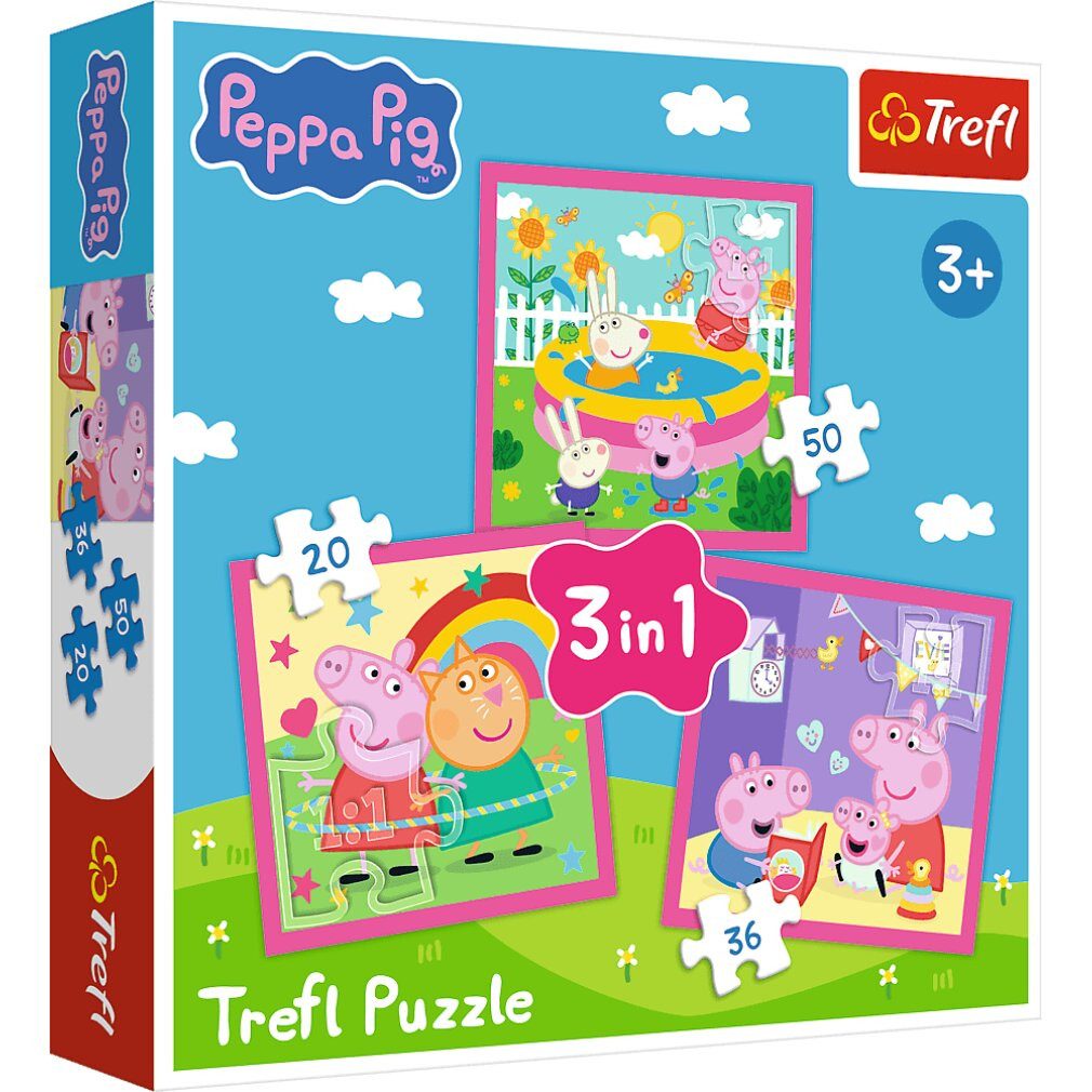 Trefl Puzzle 3-in-1-Puzzle - Peppa und Freunde - Peppa Pig 34873, Puzzleteile