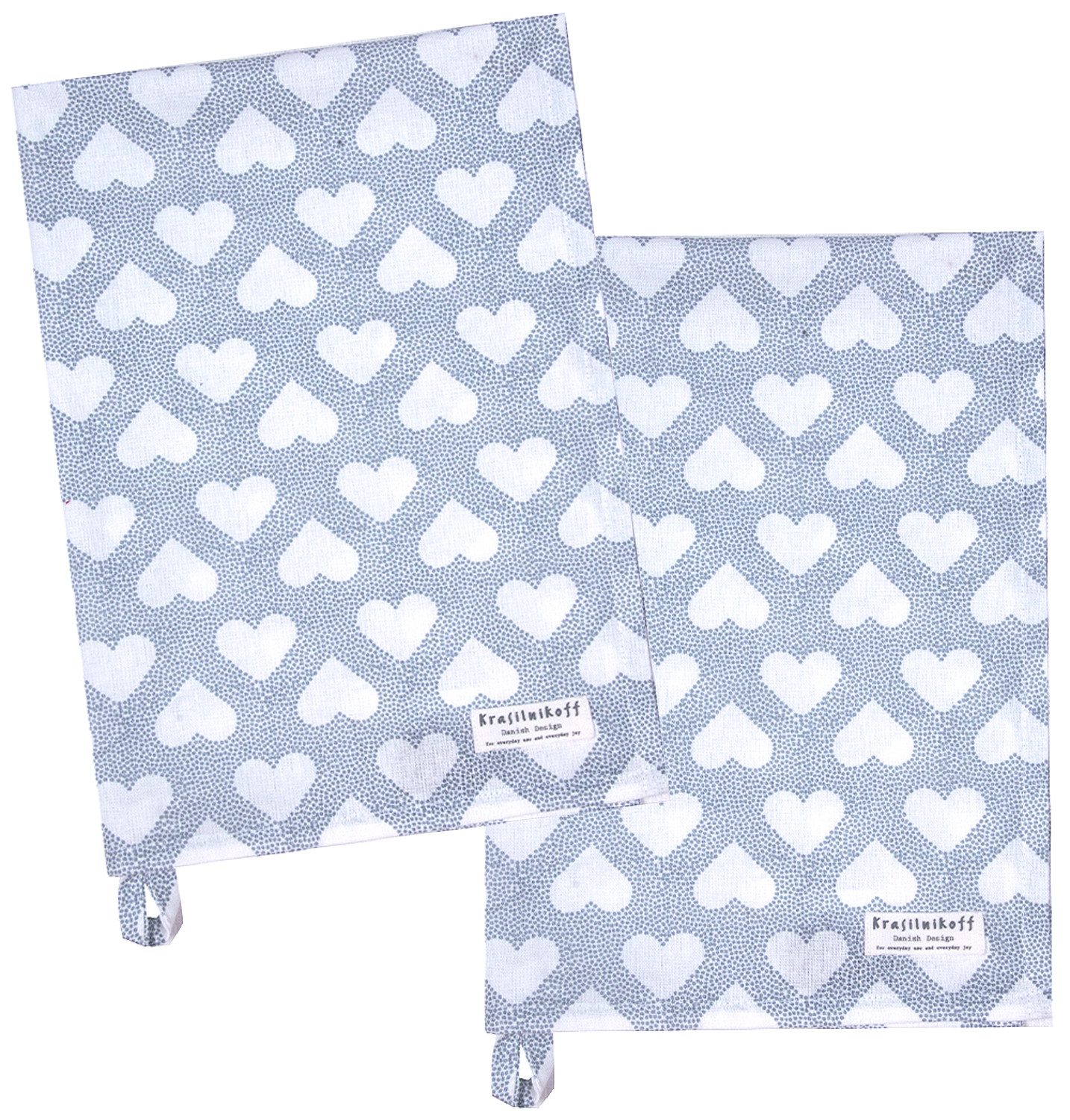 Krasilnikoff Geschirrtuch Heart Terrazzo, (2-tlg., 2-teilig), Geschirrtücher ca.50x70cm Baumwolle