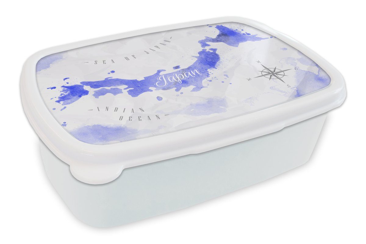 Erwachsene, Aquarell Weltkarte für - Lunchbox und Kinder (2-tlg), für und Brotdose, weiß MuchoWow Mädchen Kunststoff, - Brotbox Jungs Blau,