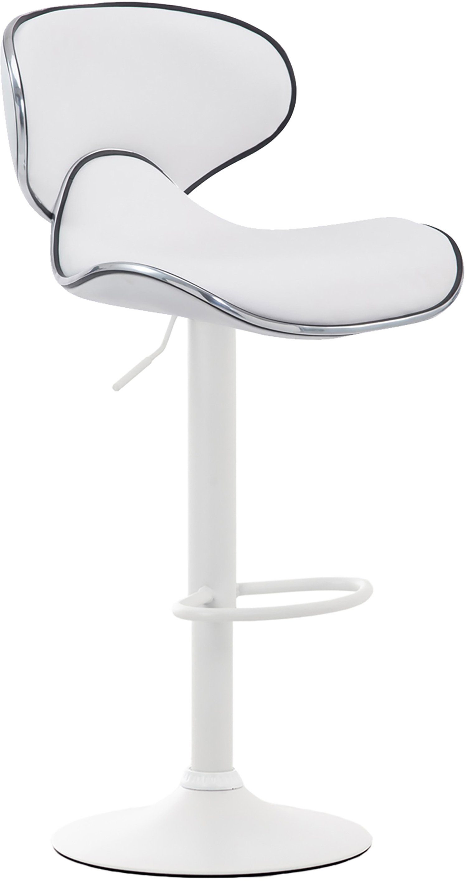 TPFLiving Barhocker Las-Palmas (mit hoher Rückenlehne - höhenverstellbar - Hocker für Theke & Küche), 360° drehbar - Gestell: Metall weiß - Sitzfläche: Kunstleder Weiß