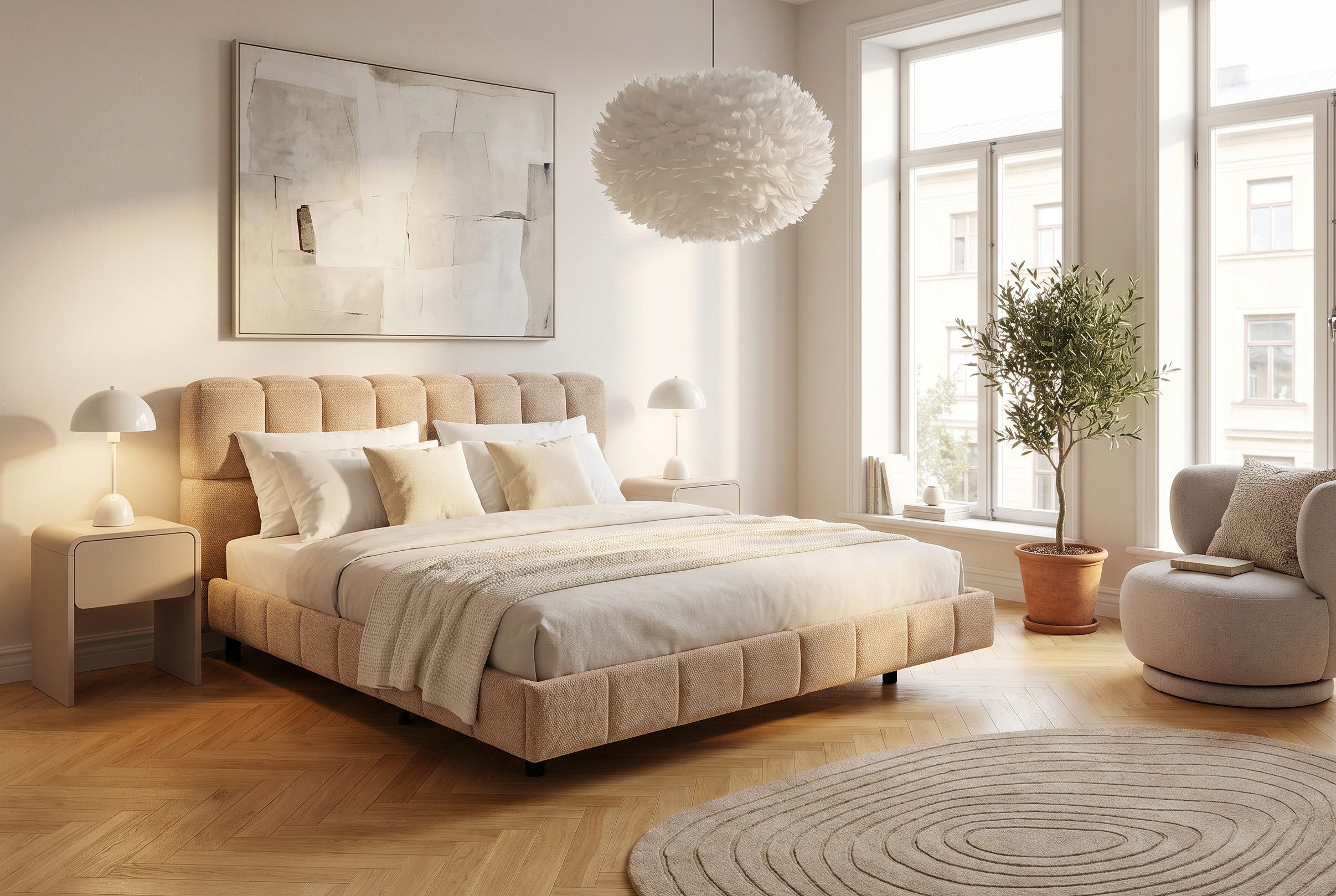 ATLANTIC home collection Polsterbett Neela in 180cm x 200cm, gepolstertes Kopfteil und Rahmen, Bezug aus hochwertigen Strukturstoff