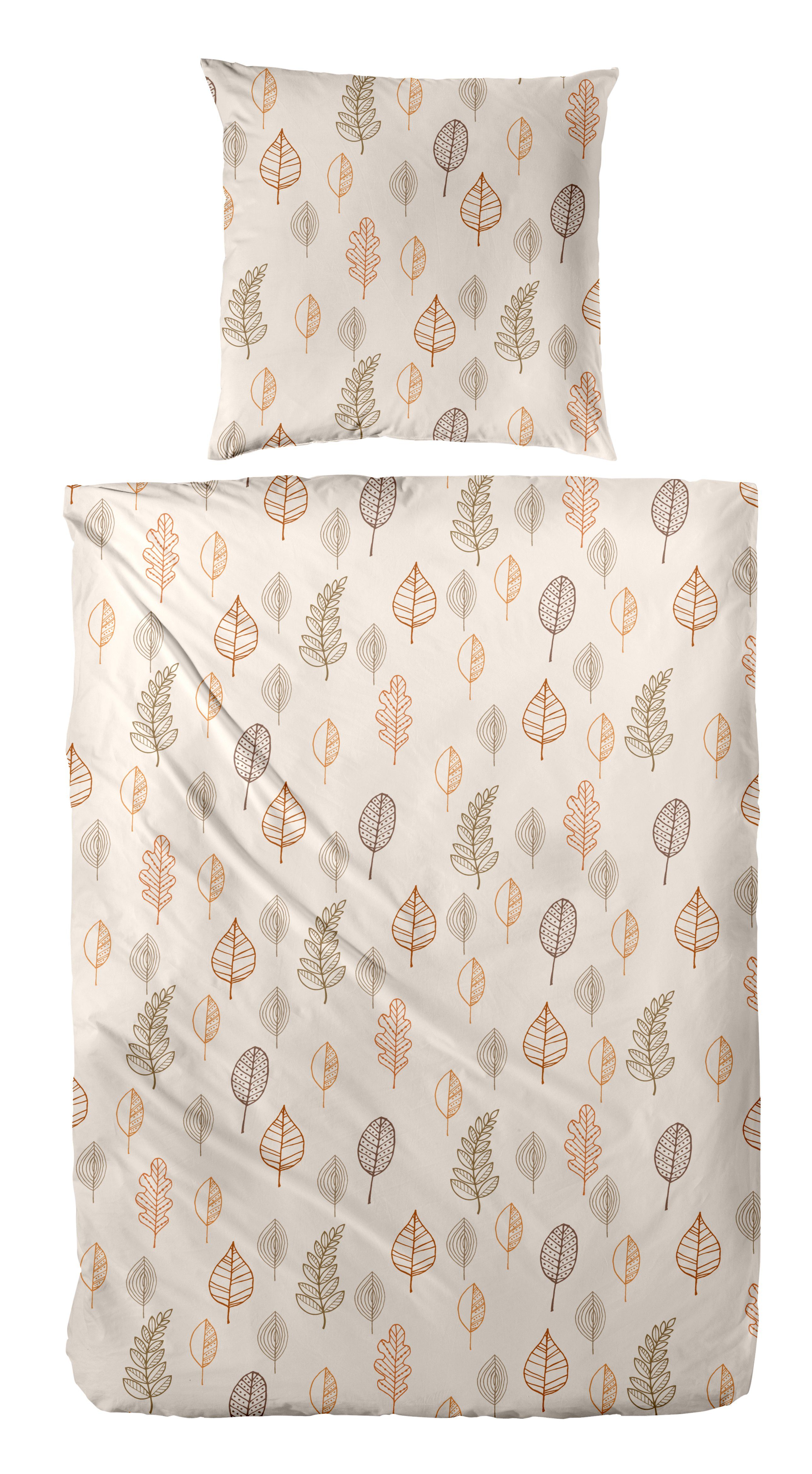 Primera Bettwäsche Biber-Bettwäsche Autum Leaf, Biber, 2 teilig, mit floralen Motiven