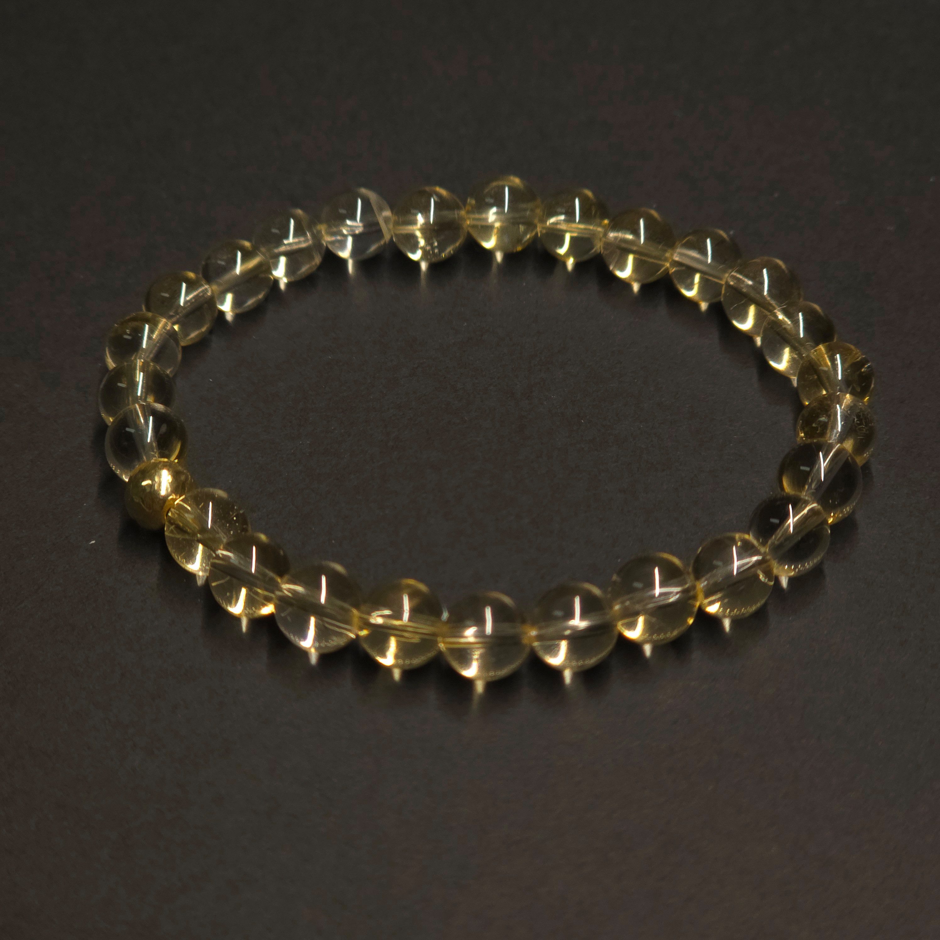 GOLDEN Armband Citrin Armband 6 mm – Brasilianischer Edelstein, Handgemacht