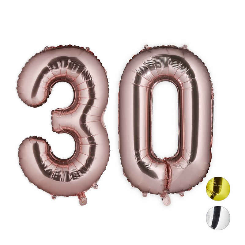 relaxdays Folienballon »1 x XXL Folienballon Zahl 30 roségold«