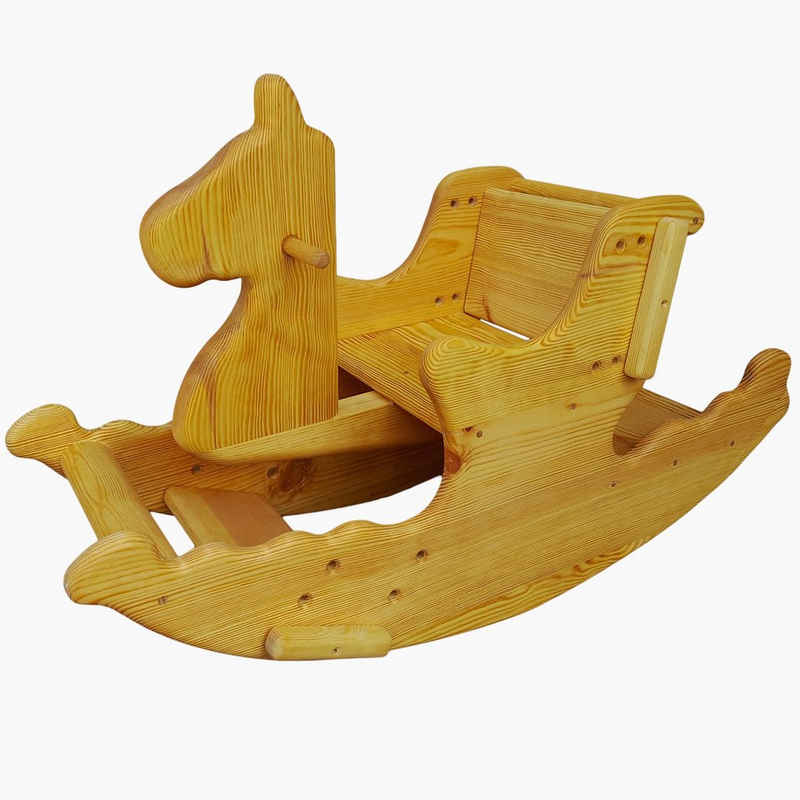 Madera Spielzeuge Schaukelpferd Schaukelpferd ohne Mähne, Fuß- und Rückenbrett sind 3-fach verstellbar Made in Germany