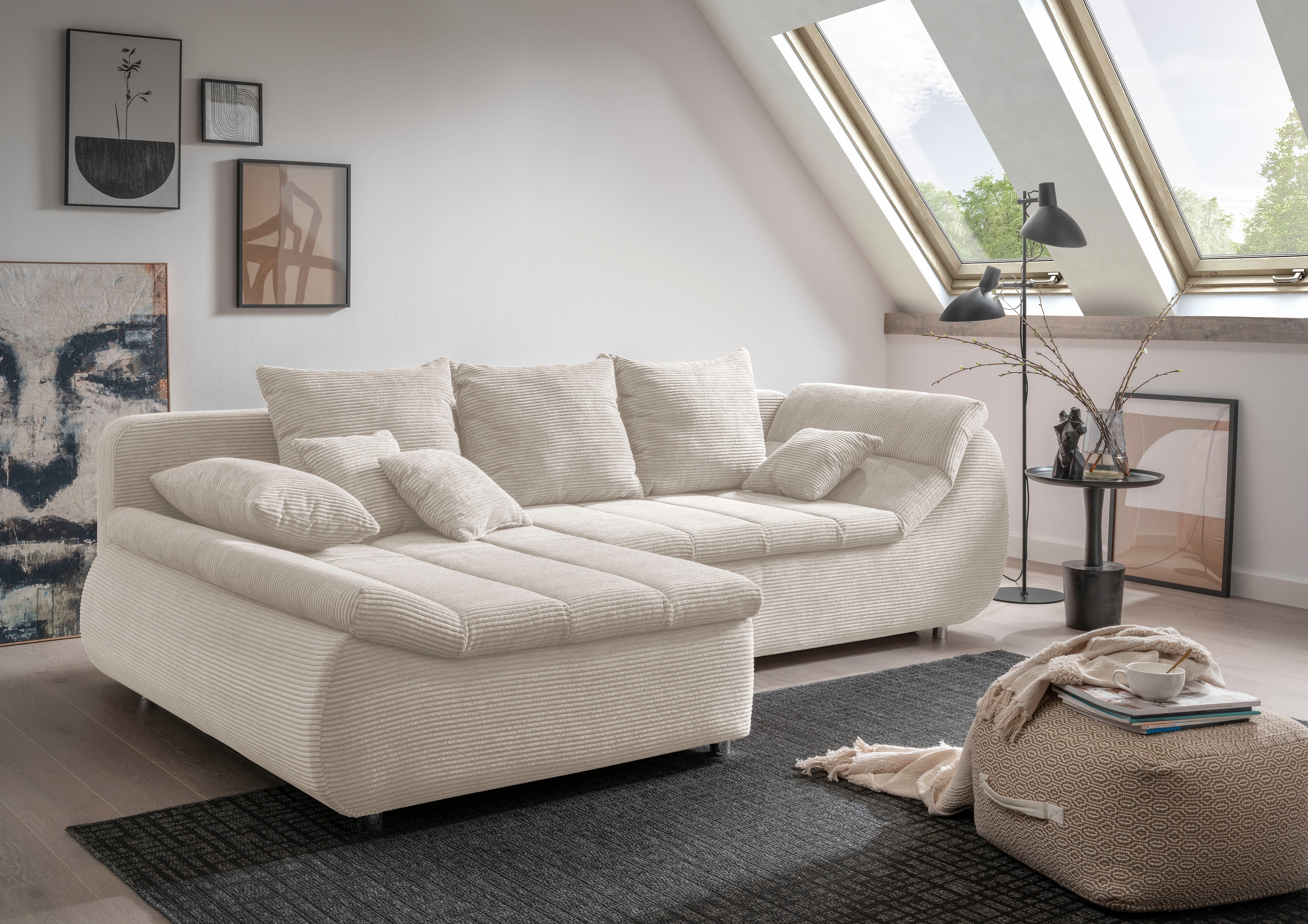 Home affaire Ecksofa Imola, bequem, aktuelle Steppung im Sitz, L-Form, Breite 270cm, wahlweise mit Bettfunktion