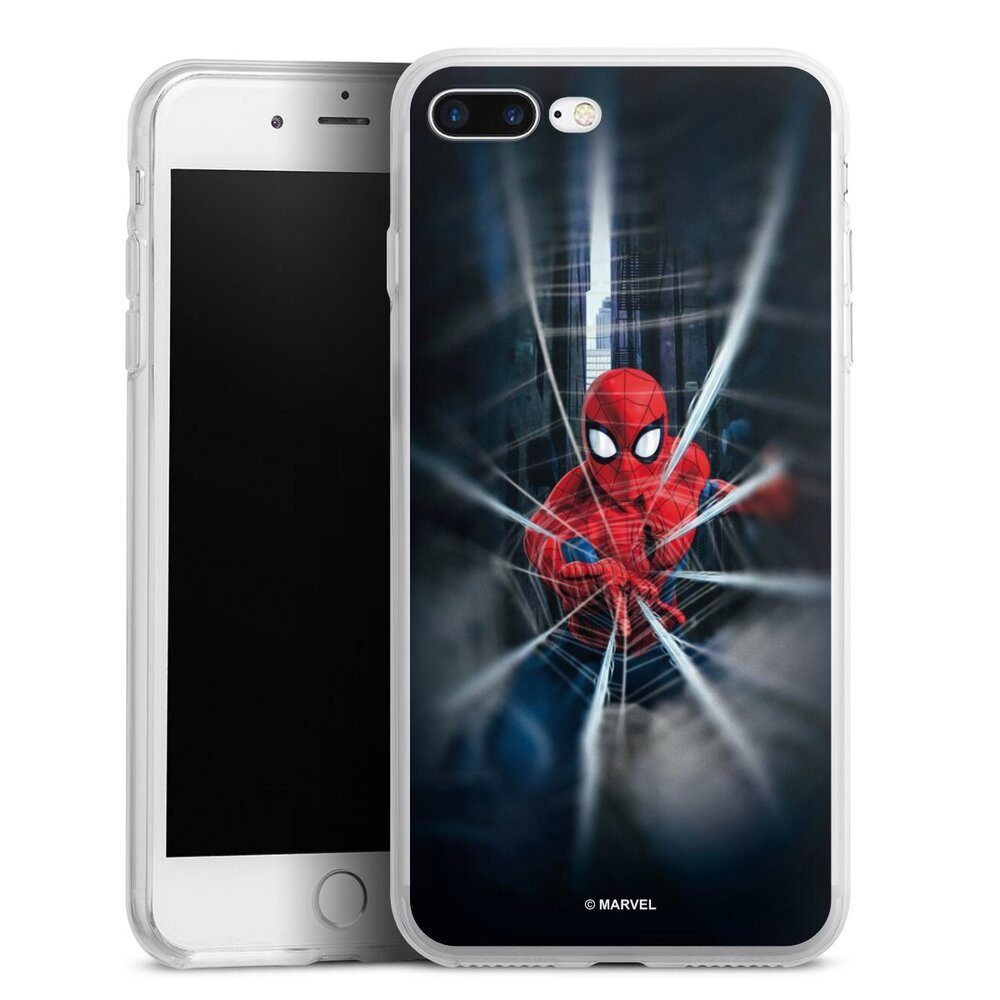 DeinDesign Handyhülle Marvel Spider-Man Kinofilm Spider-Man Webs In Action, Apple iPhone 8 Plus Silikon Hülle Bumper Case Handy Schutzhülle