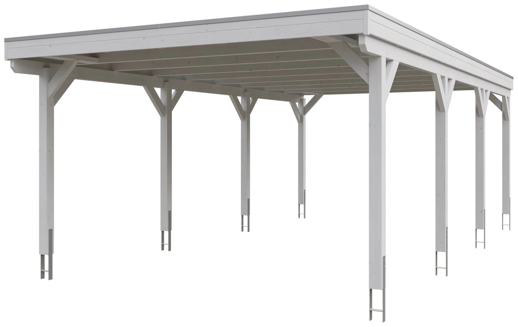 Skanholz Einzelcarport Grunewald, BxT: 427x796 cm, 395 cm Einfahrtshöhe,  mit EPDM-Dach, Flachdach-Carport, farblich behandelt in weiß