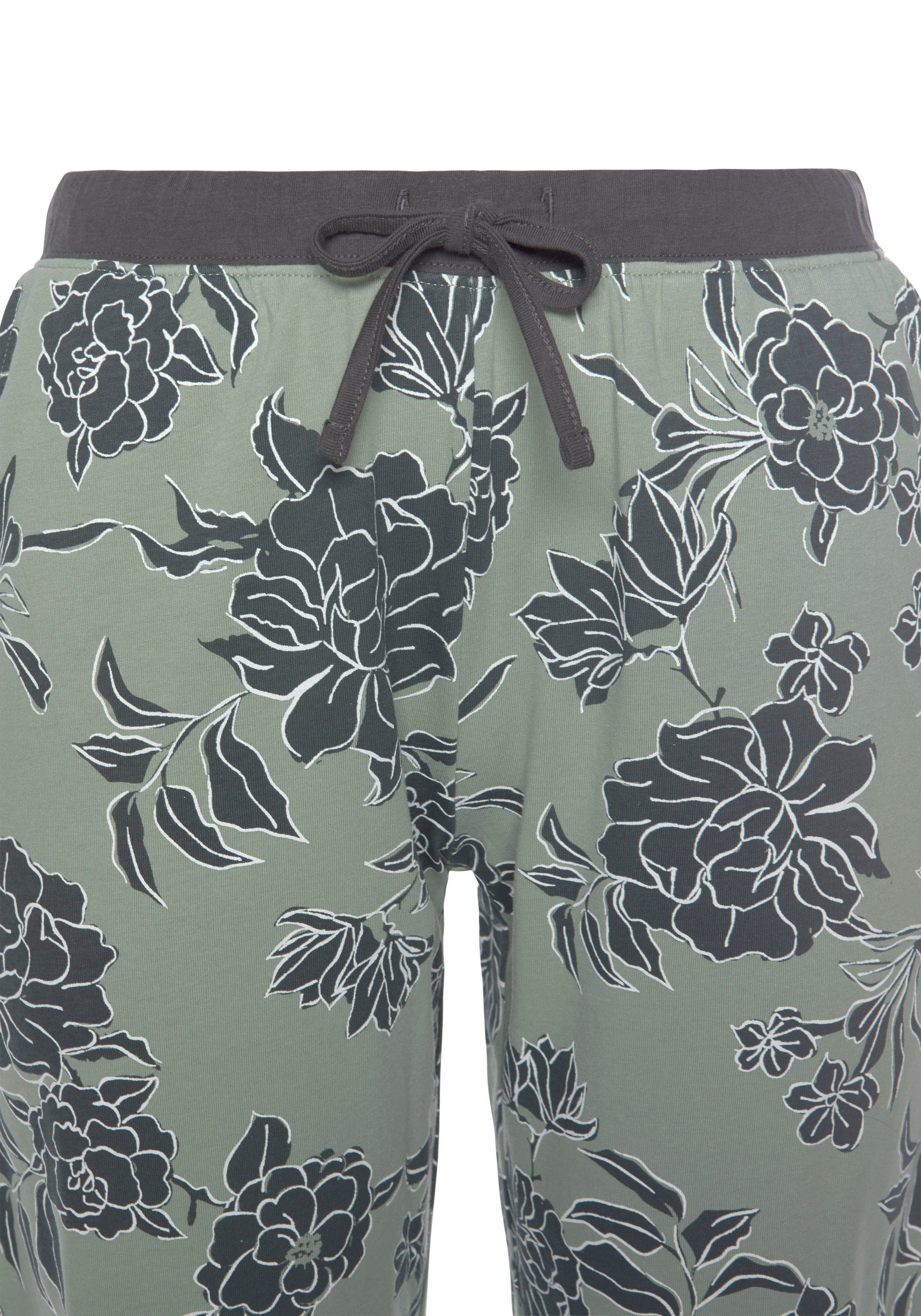 graphit-graugrün Blumen-Druck Pyjama Vivance mit Dreams großem Stück) 1 (2 tlg.,