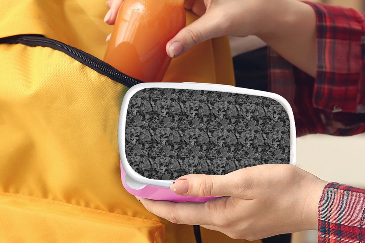 MuchoWow Lunchbox Brotdose (2-tlg), für Granit - Kunststoff, Erwachsene, Mädchen, - rosa Muster, Snackbox, Textur Kunststoff Brotbox Kinder