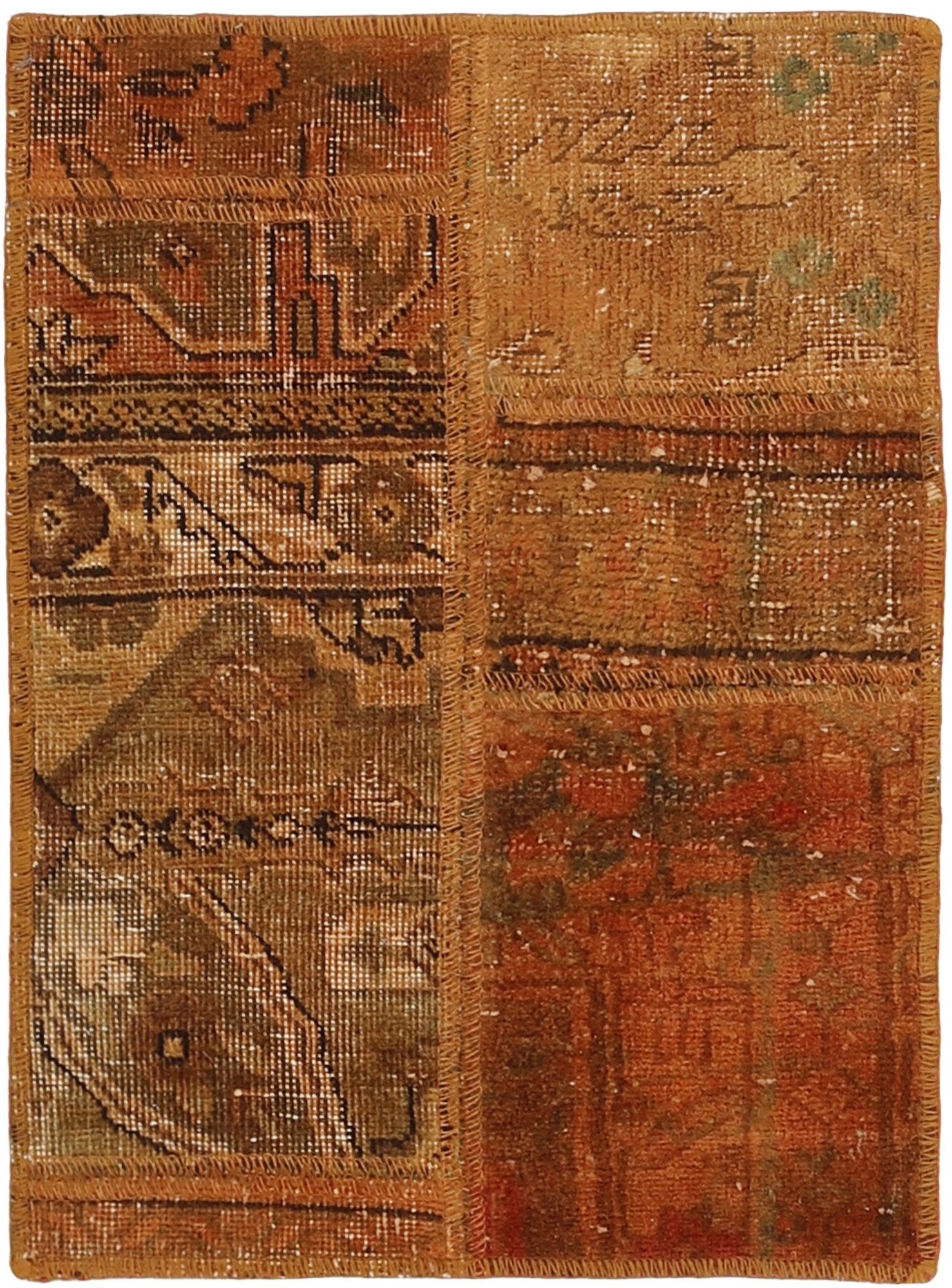 Wohnando Teppich MY-RUG Vintage Patch Work Floral & Ornamentiert 60x40cm, Rechteckig, Höhe: 10 mm, Handgeknüpfter Teppich,Handgesponnene Wolle, mit Naturfarben gegärbt
