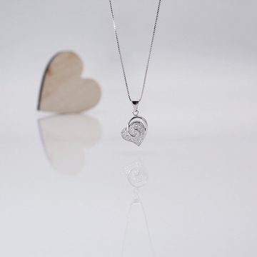 ELLAWIL Herzkette Silberkette Damen Kette mit Herzanhänger Herzkette Halskette Mädchen (Sterling Silber 925, Kettenlänge 50 cm), inklusive Geschenkschachtel
