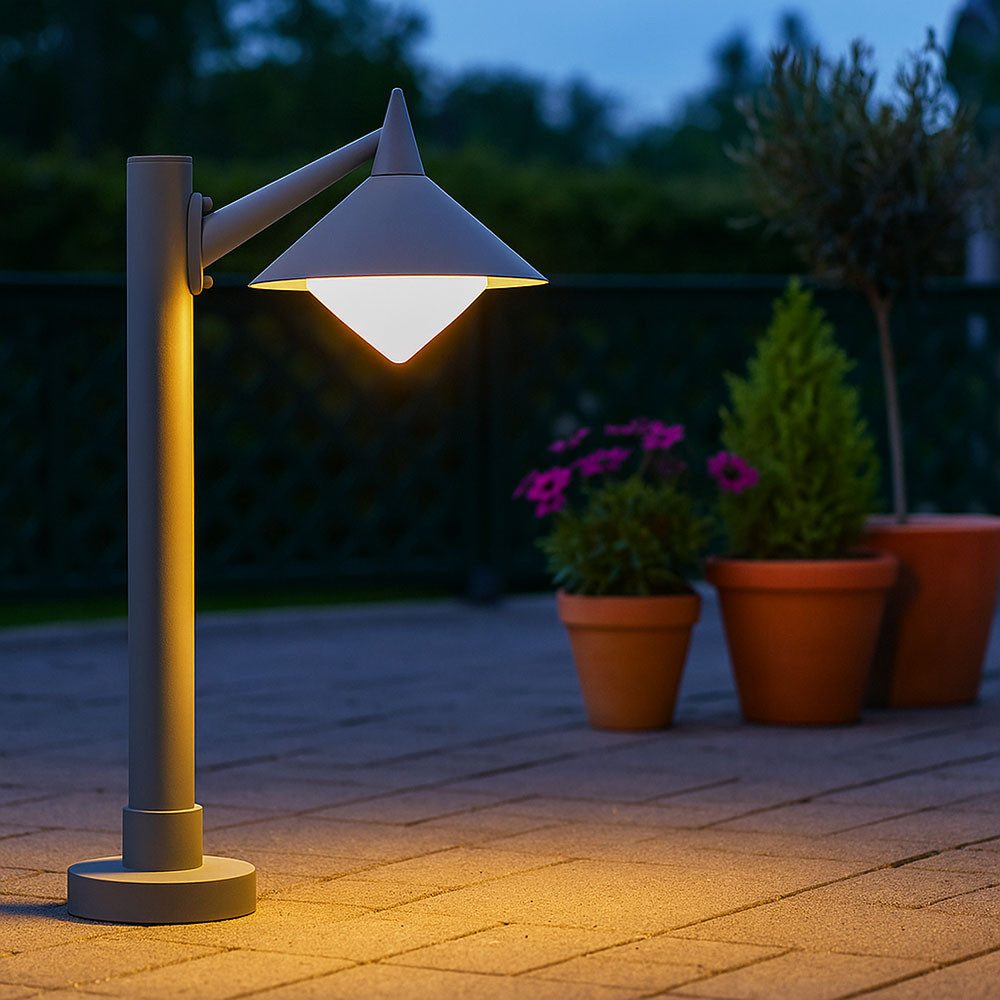 WOFI Außen-Stehlampe, Leuchtmittel nicht inklusive, Außen Steh Stand Lampe Garten Sockel Weg ALU Säulen Strahler