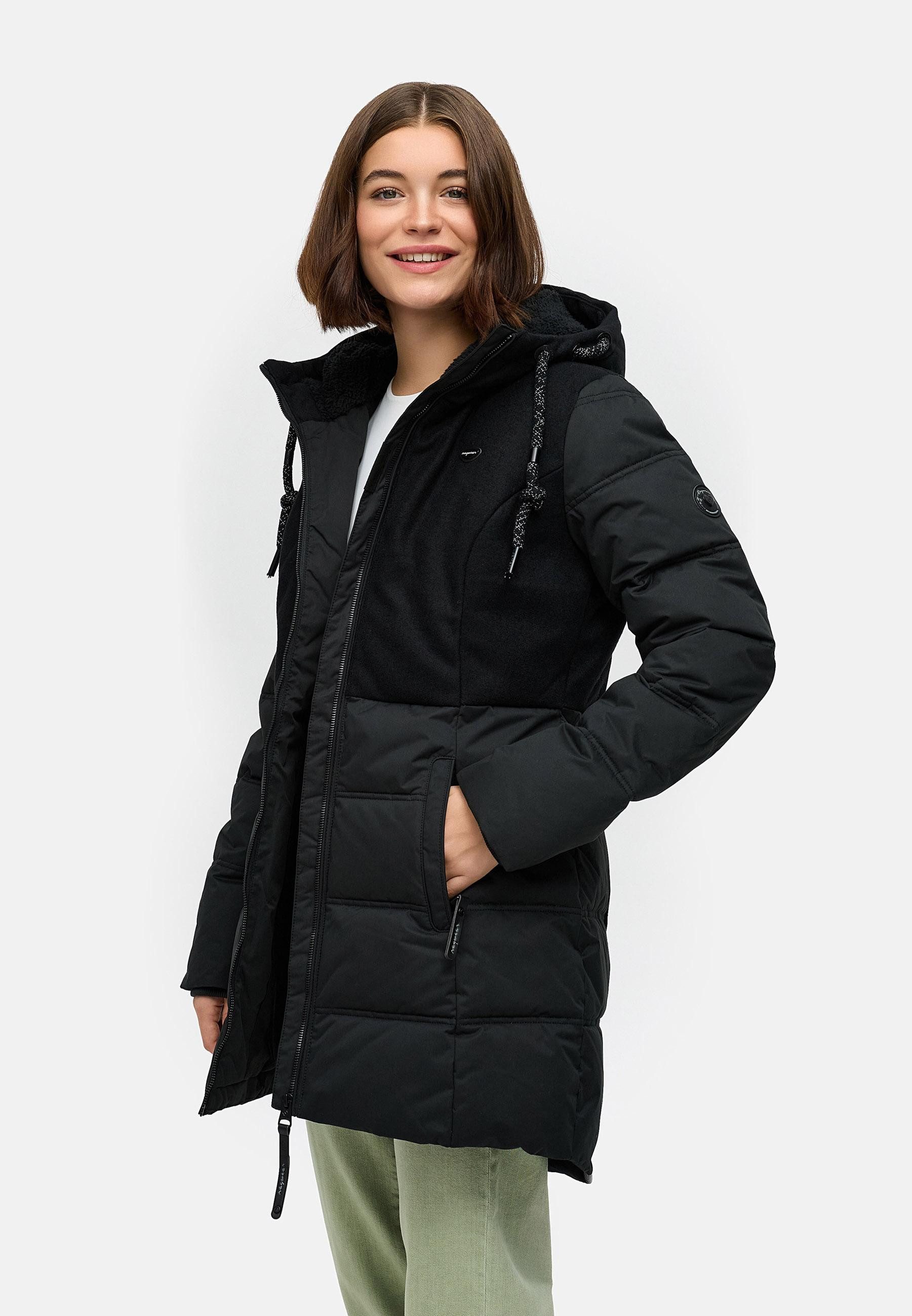 Ragwear Winterjacke Ashani Block Intl. stylischer Winterparka mit gefütterter Kapuze