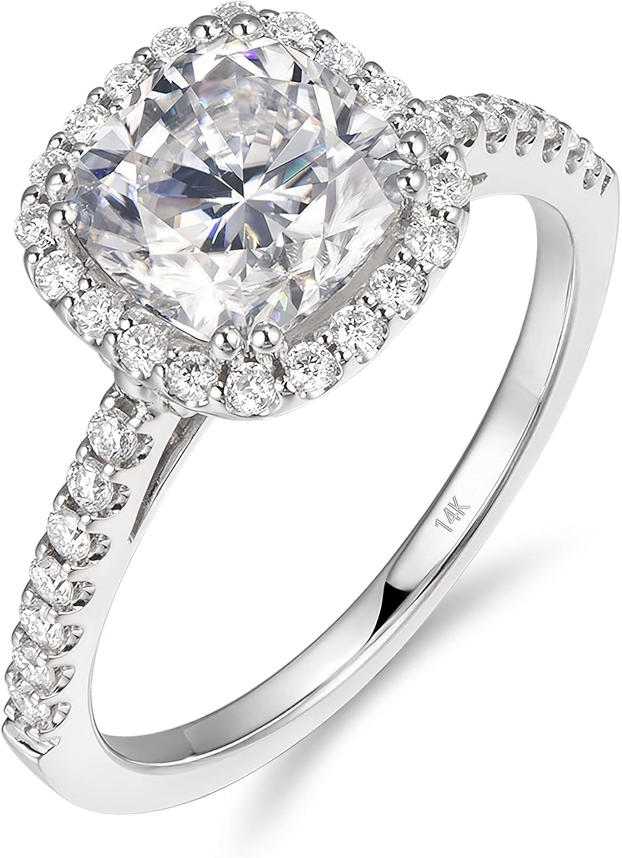 Jumpeak Diamantring Damen 585 Echtgold Ring, Damen Diamantring, 2CT Lab-Zuc günstig online kaufen