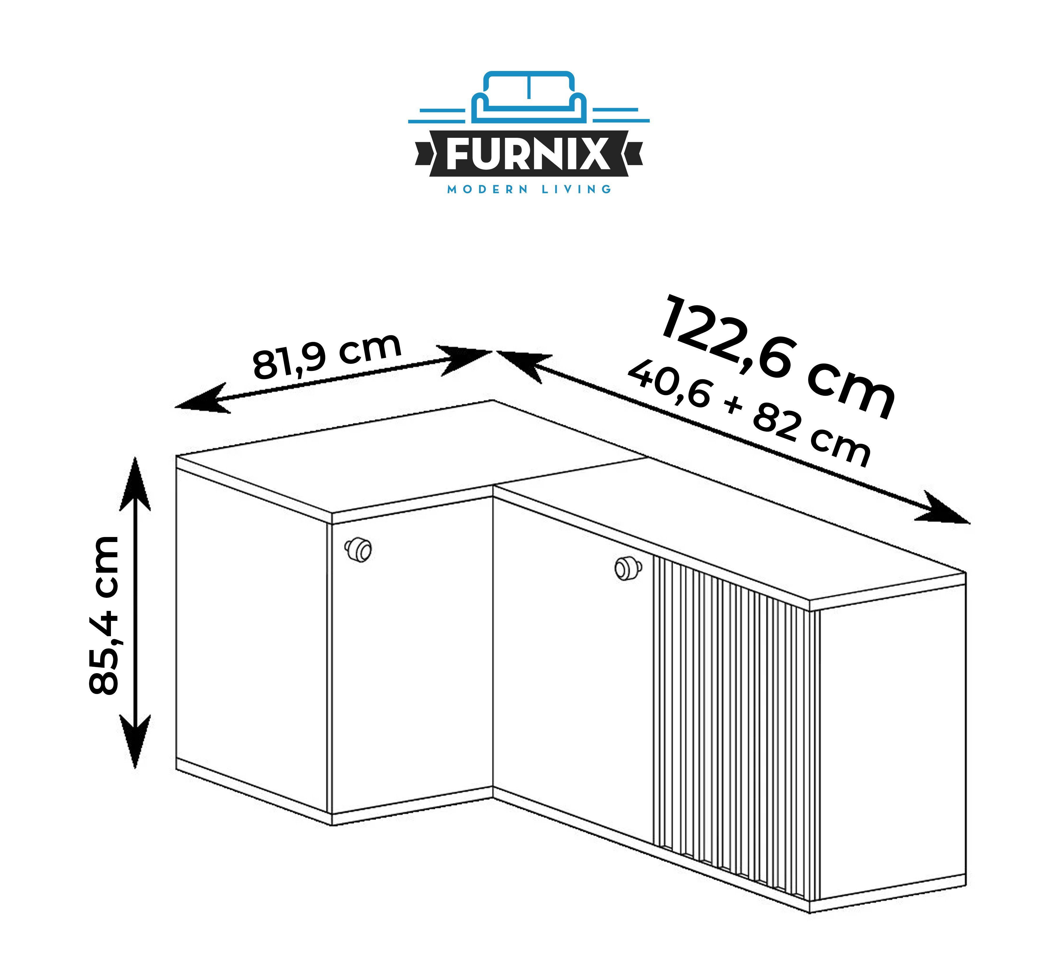 cm Furnix T40,6 L-Form Artisan CALLINI Eckkommode x in Eiche, B122,6 mit H85,4 3 Kommode x C-12 Türen