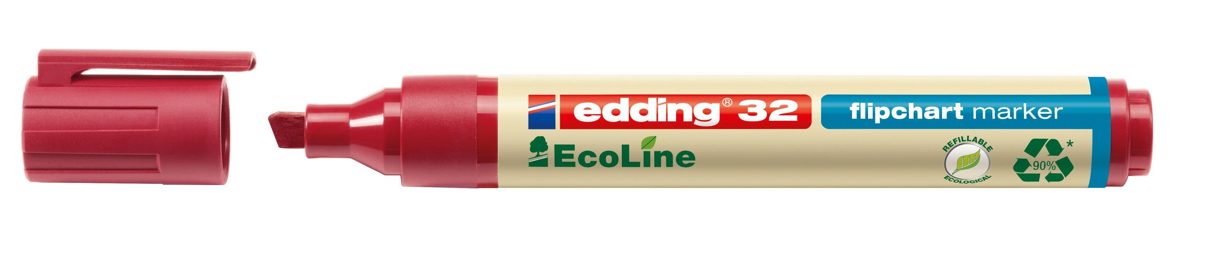 edding 32 Flipchartmarker EcoLine - nachfüllbar, 1 - 5 mm, rot Mäuse