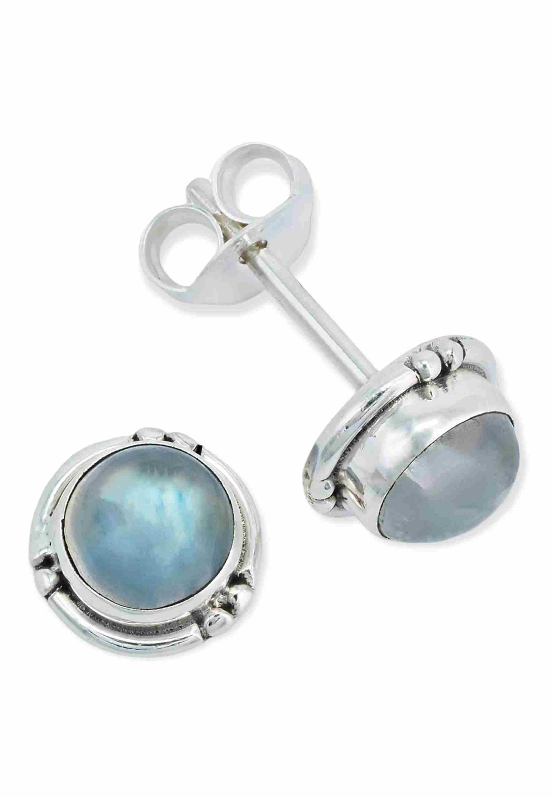 mantraroma Paar Ohrstecker LITANG aus 925 Silber mit Regenbogen Mondstein ( günstig online kaufen