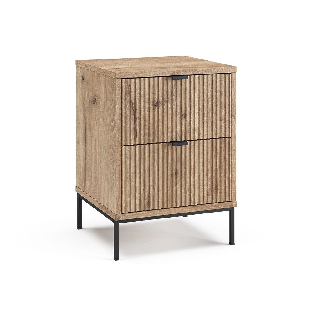 Vicco Nachtschrank Eliza, Viking Oak/Schwarz, 40 x 55.4 cm mit 2 Schubladen (1-St)