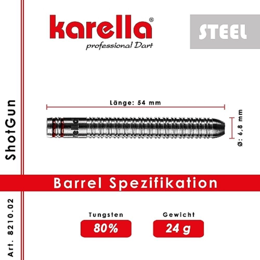 Ausrüstung Dartpfeile Karella Dartpfeil Steeldart ShotGun silver, 80% Tungsten - 24g