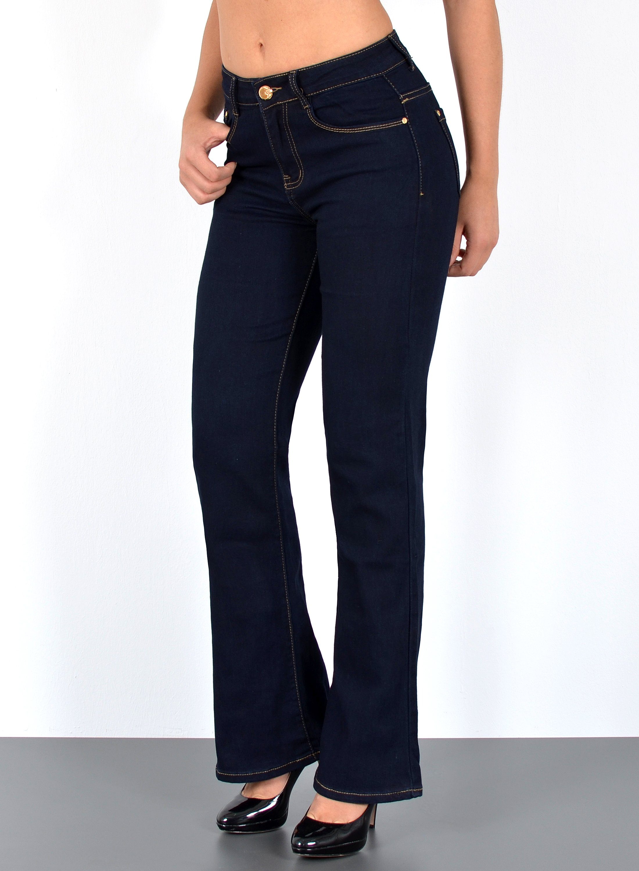 ESRA Bootcut-Jeans Bootcut Jeans Damen High Waist Stretch Wide Leg Jeans bi günstig online kaufen