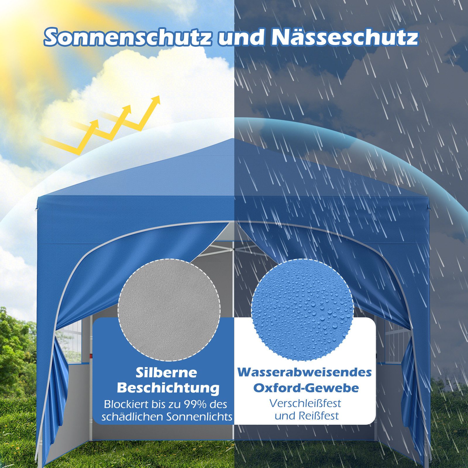 COSTWAY Faltpavillon, mit 4 Seitenteilen, Gartenzelt günstig online kaufen